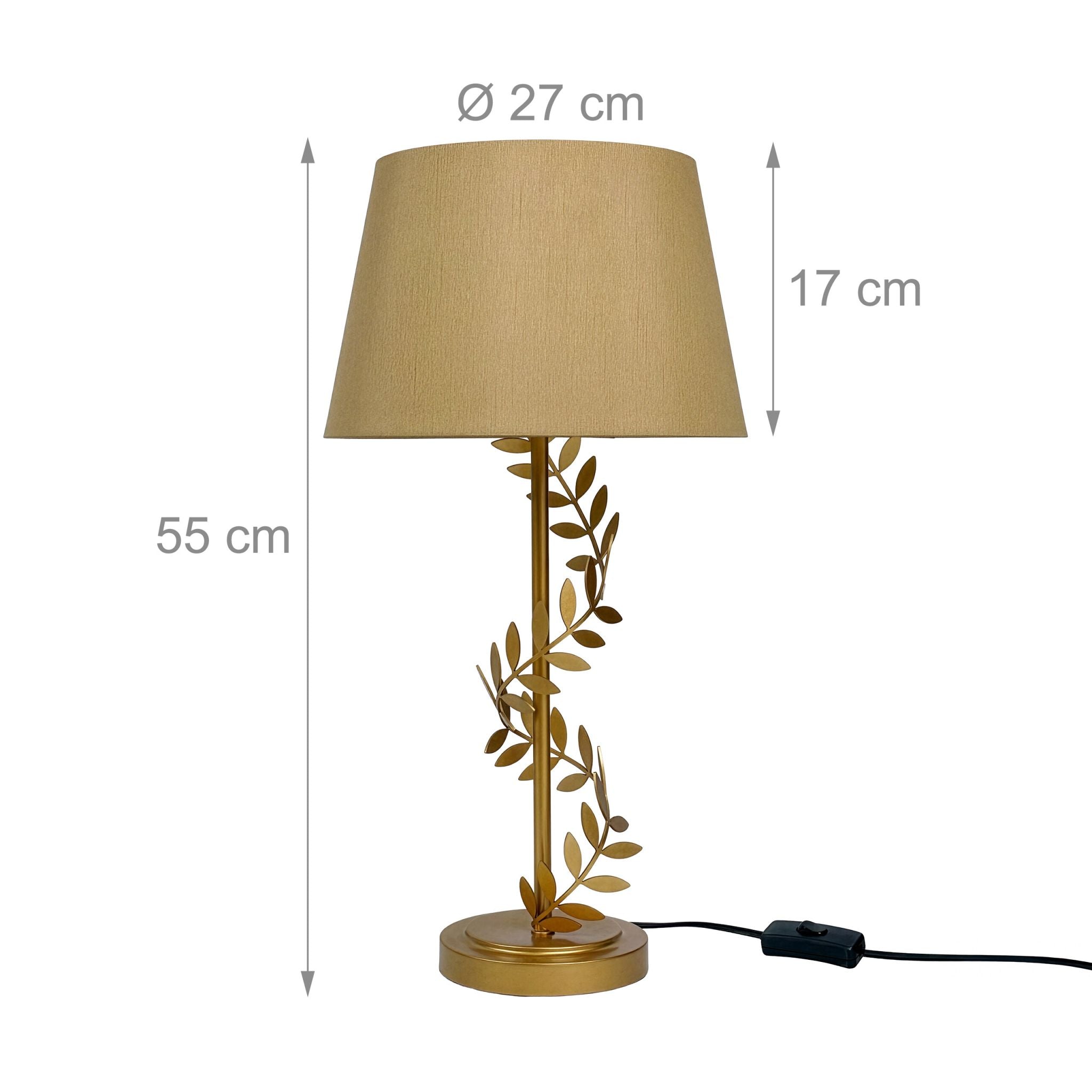 Tischlampe Lorbeerranke Gold-Schwarz von Relaxdays
