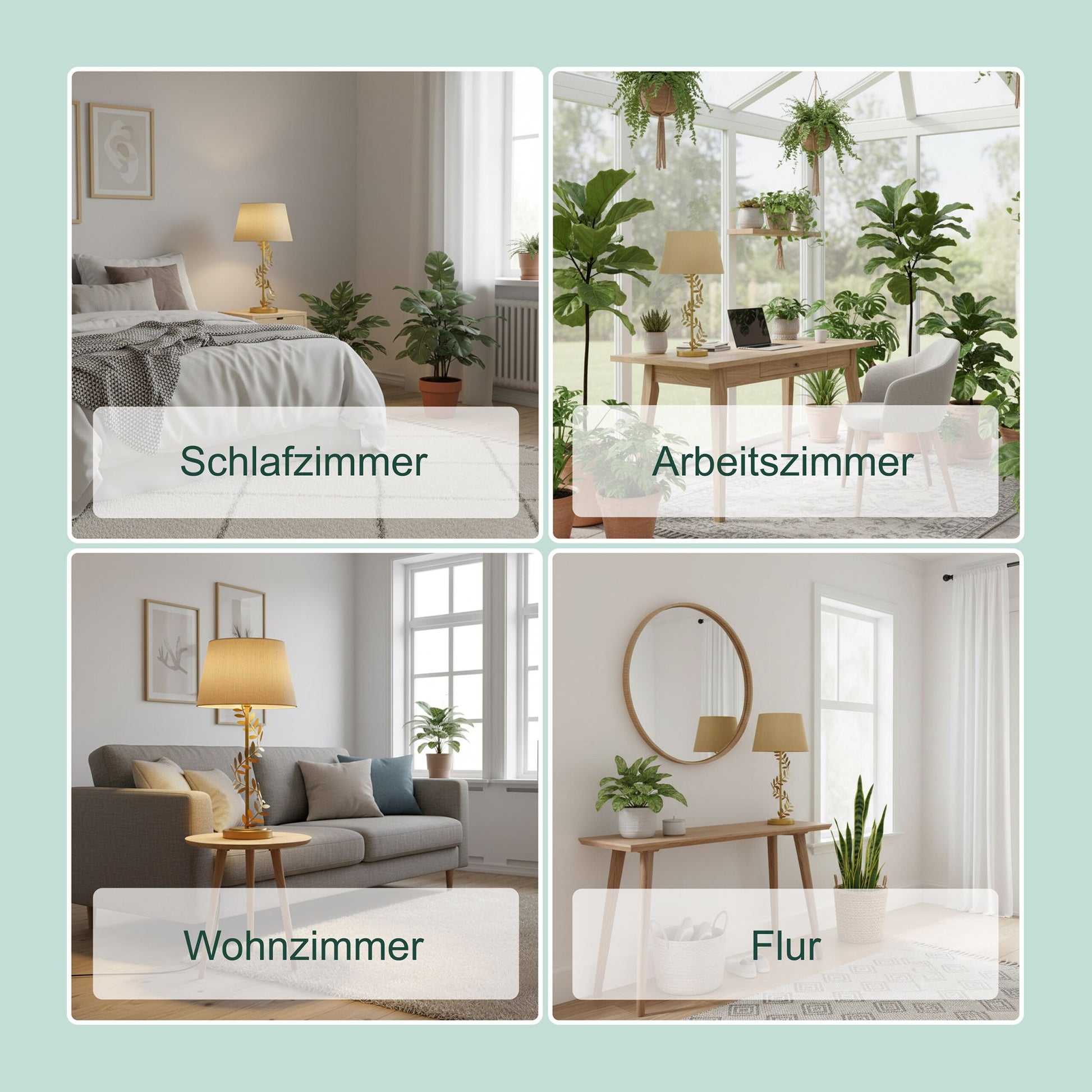 Tischlampe Lorbeerranke Gold-Schwarz von Relaxdays