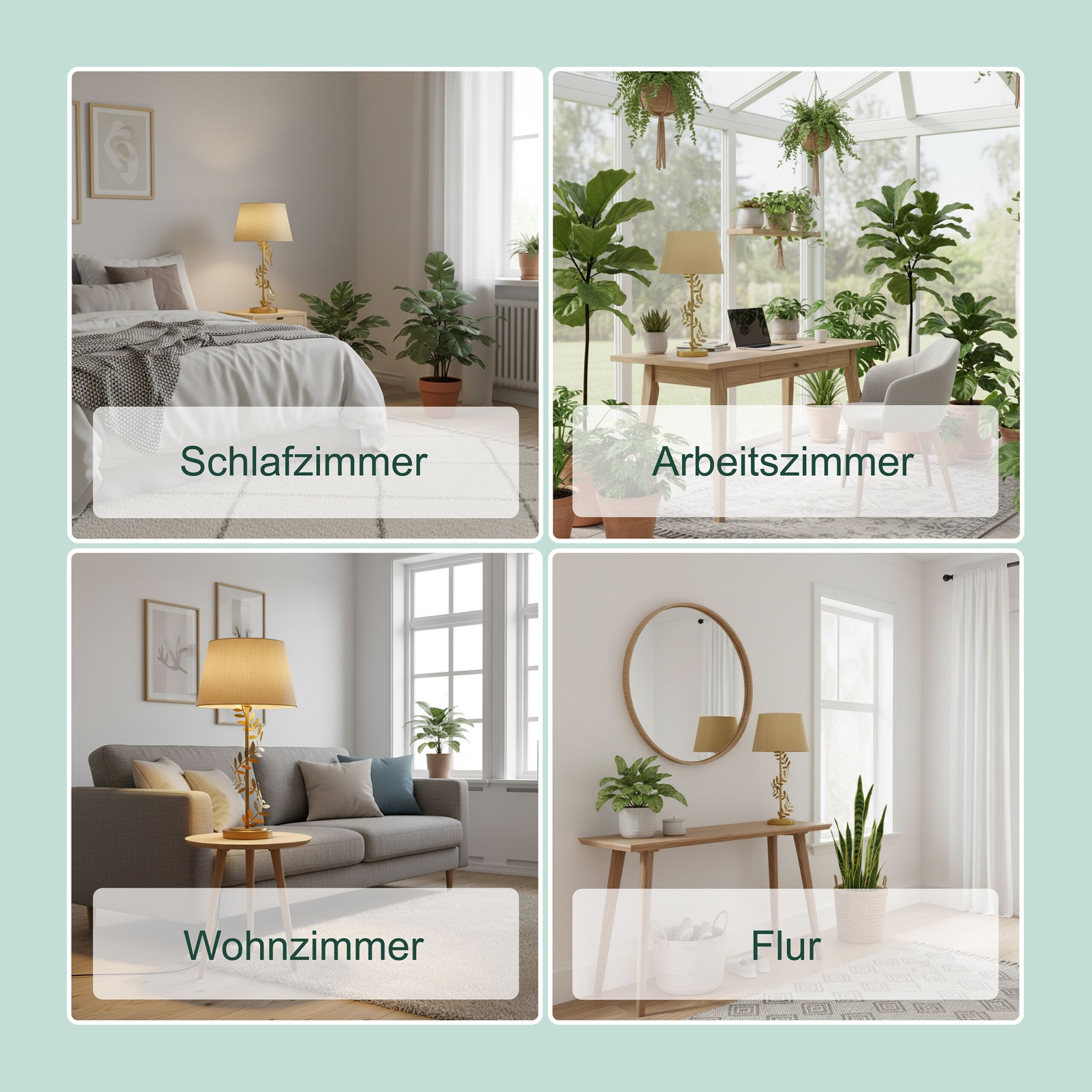 Tischlampe Lorbeerranke Gold-Schwarz von Relaxdays