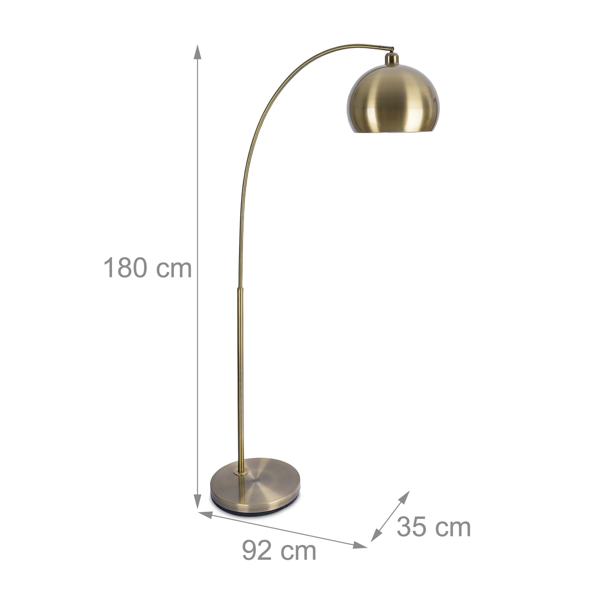 Bogenförmige Stehlampe Metall Gold von Relaxdays
