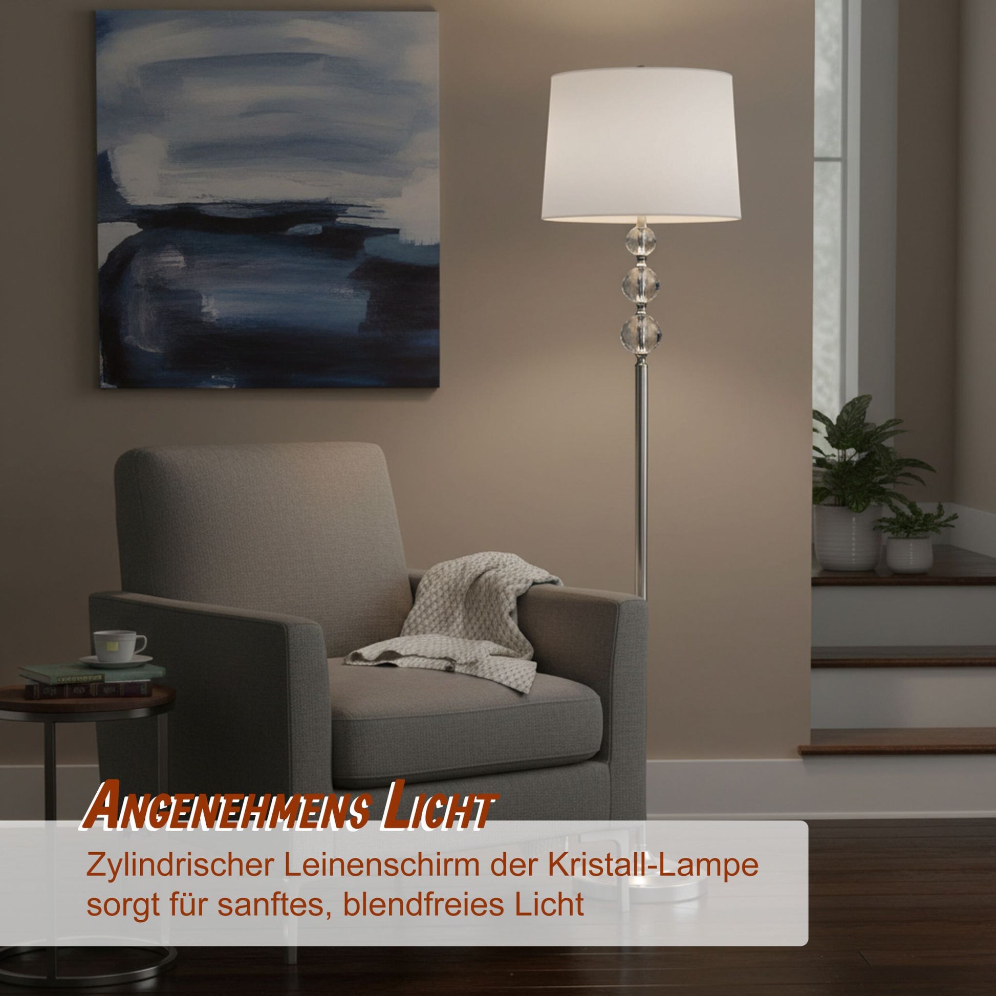 Stehlampe Kristall Weiss-Silber von Relaxdays