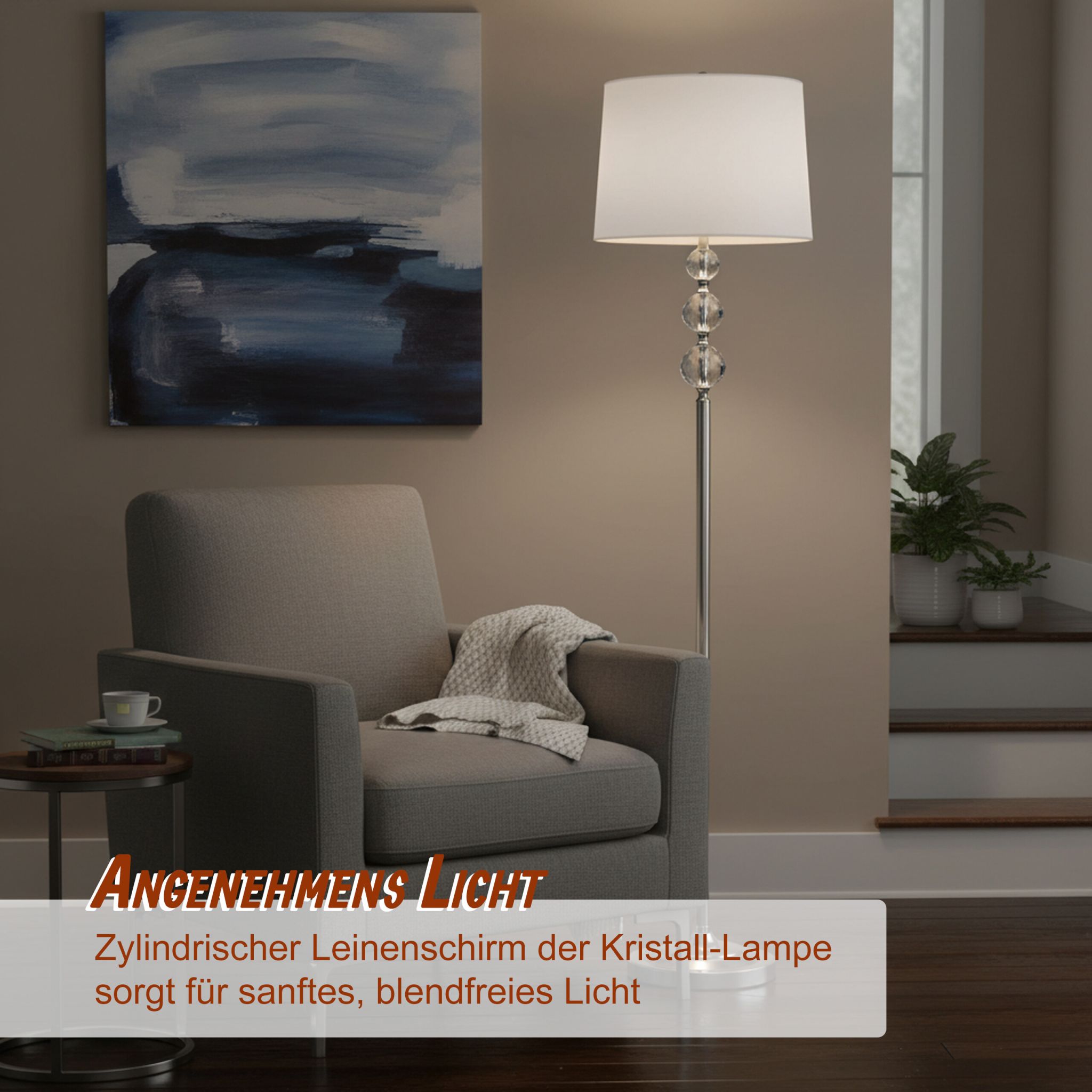 Stehlampe Kristall Weiss-Silber von Relaxdays