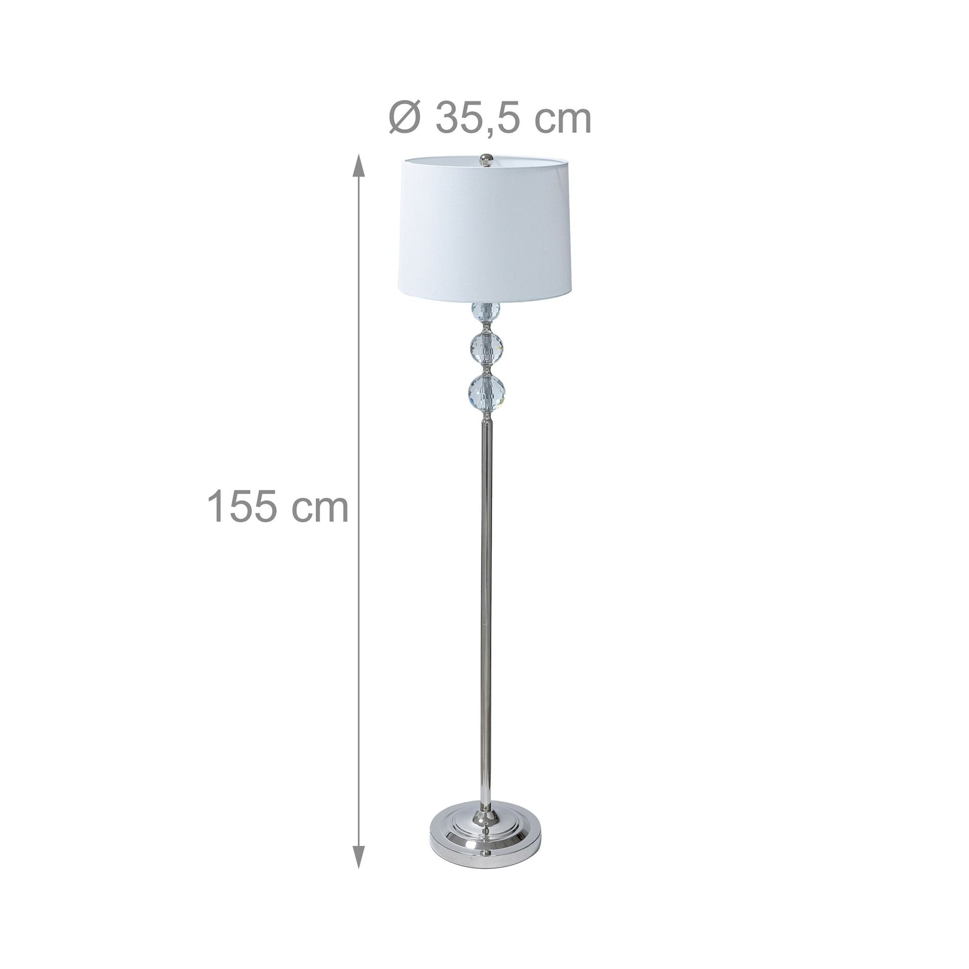 Stehlampe Kristall Weiss-Silber von Relaxdays