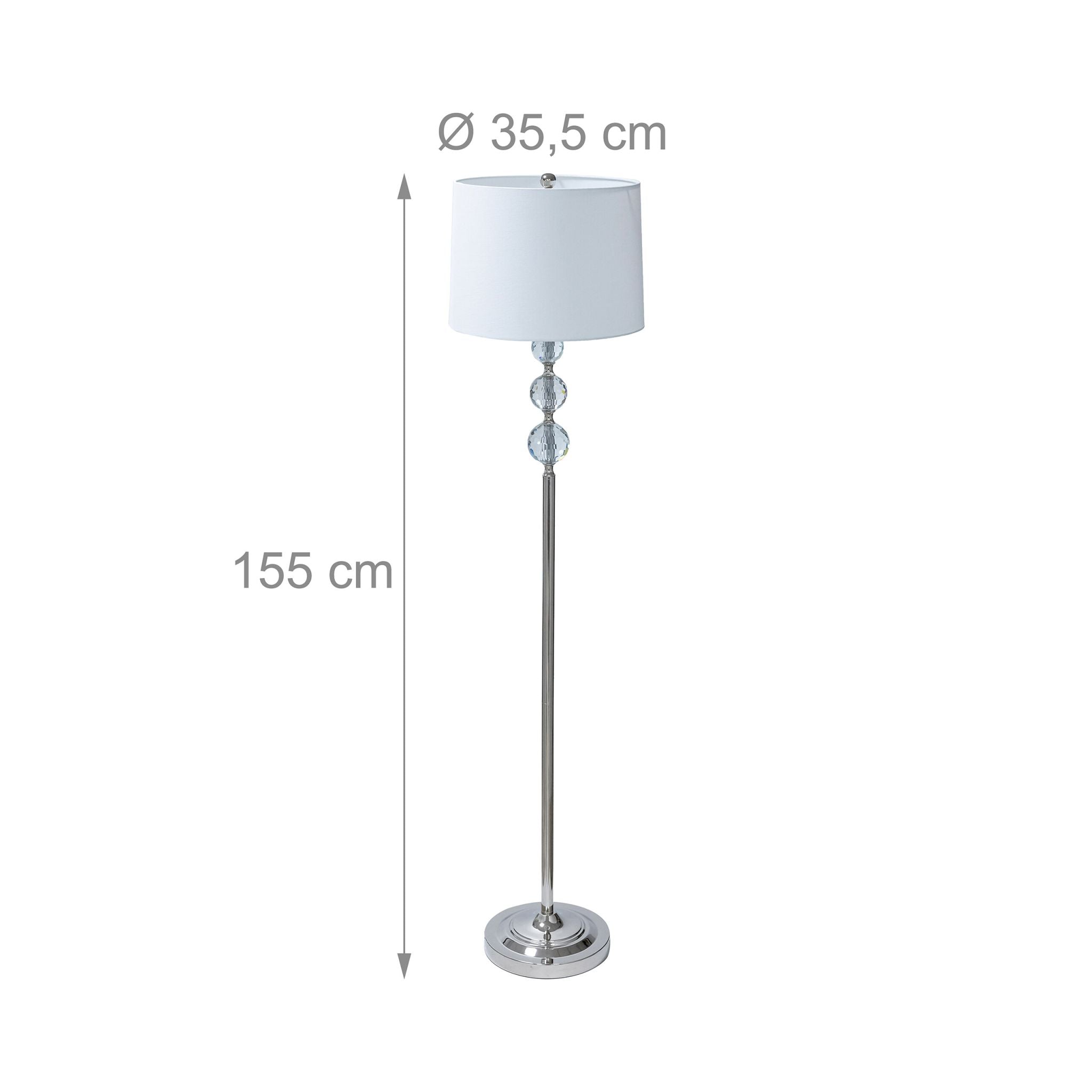 Stehlampe Kristall Weiss-Silber von Relaxdays
