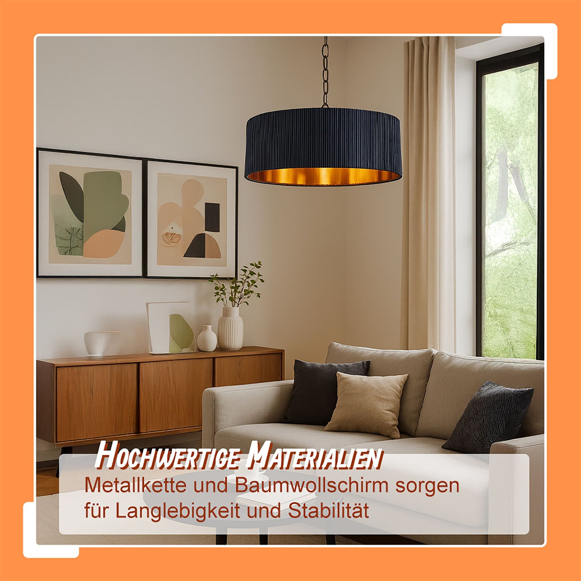 Hängelampe mit Stoffschirm Kupfer-Schwarz von Relaxdays