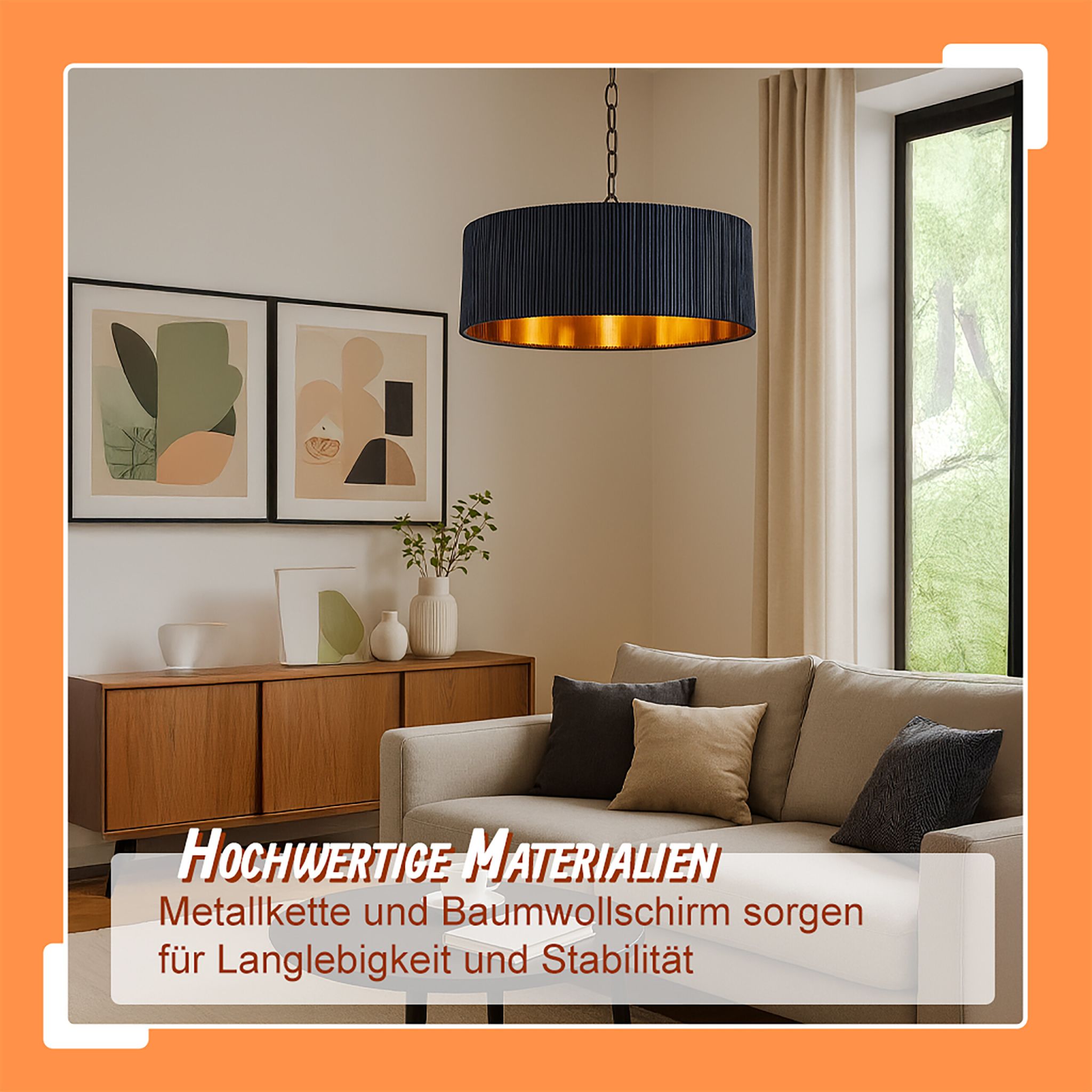 Hängelampe mit Stoffschirm Kupfer-Schwarz von Relaxdays