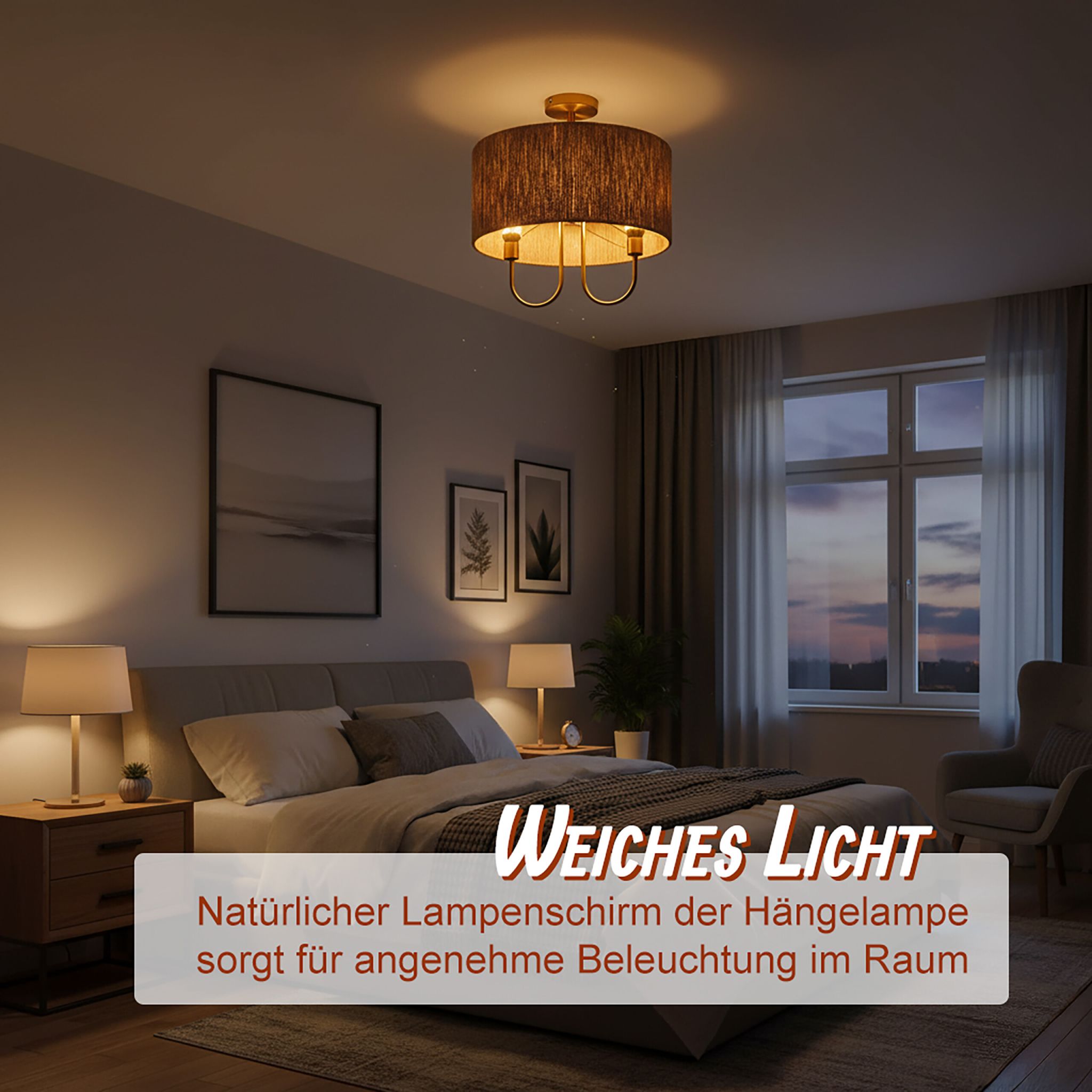 2-flammige Deckenlampe Gold-Hellbraun von Relaxdays