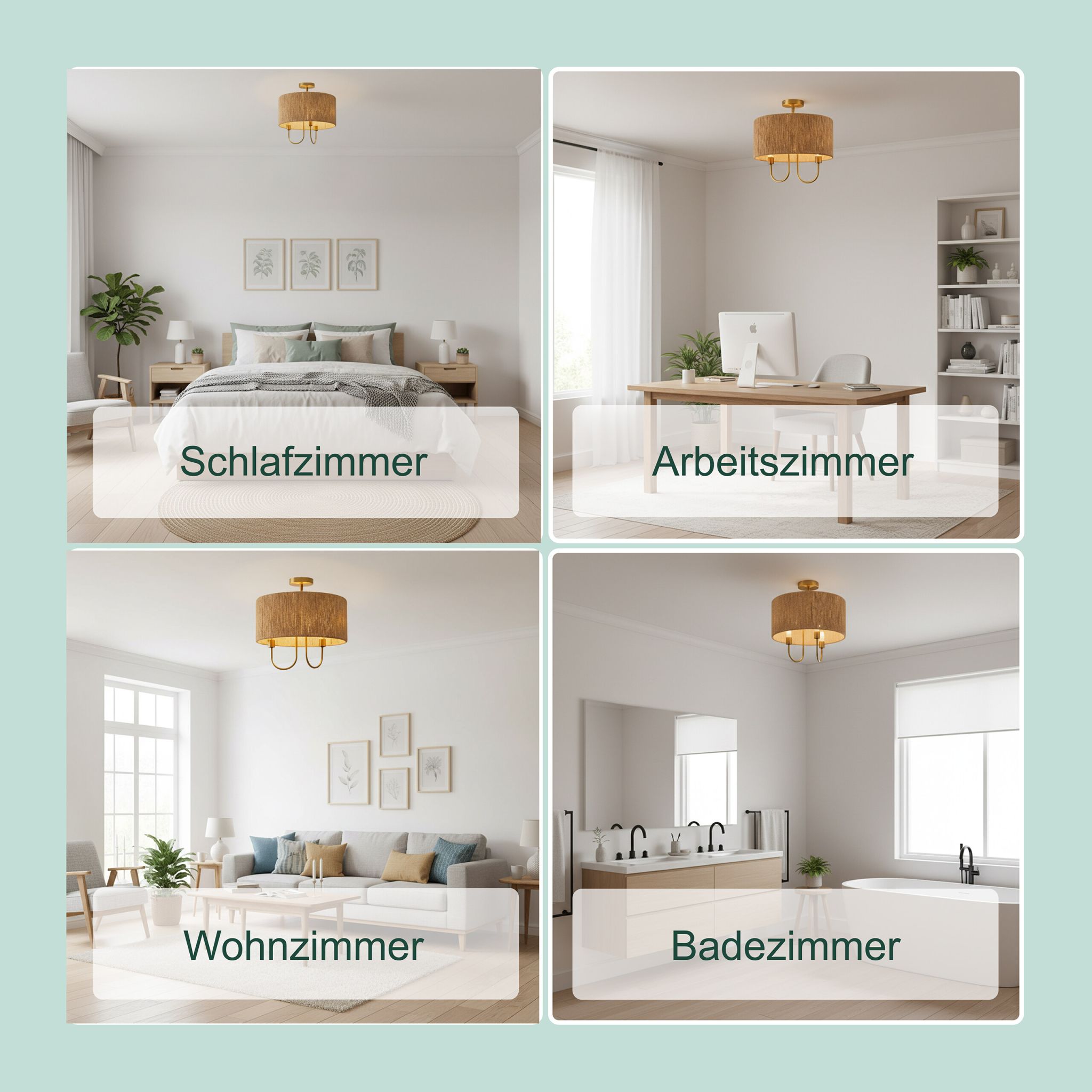 2-flammige Deckenlampe Gold-Hellbraun von Relaxdays