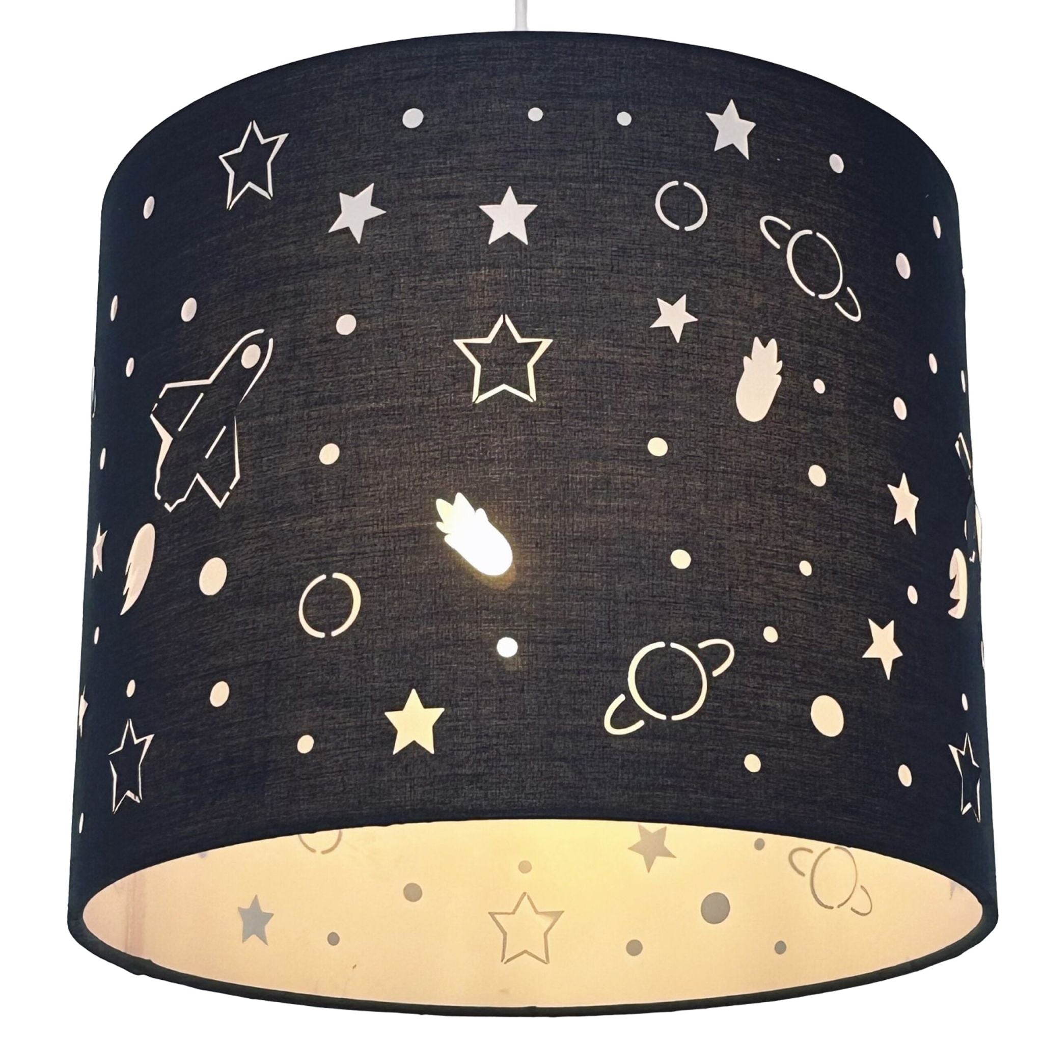 Hängelampe Kinderzimmer Weltraum-Design Weiss-Dunkelblau von Relaxdays