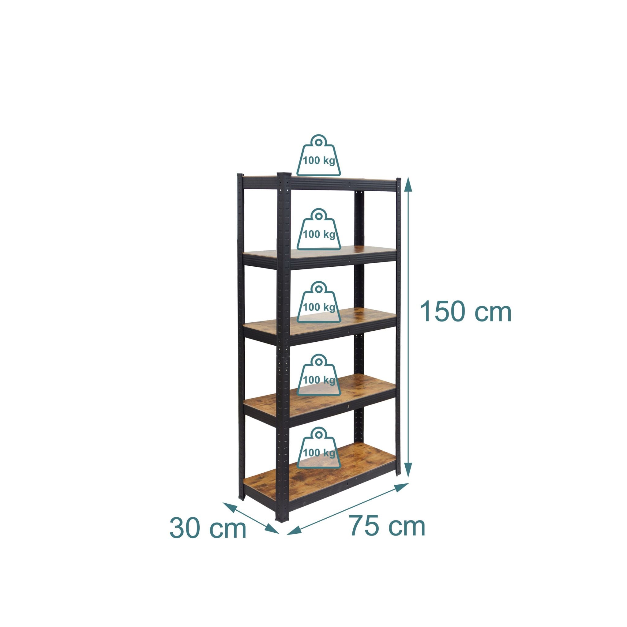 Schwerlastregal Industrial 500 kg Braun-Schwarz von Relaxdays