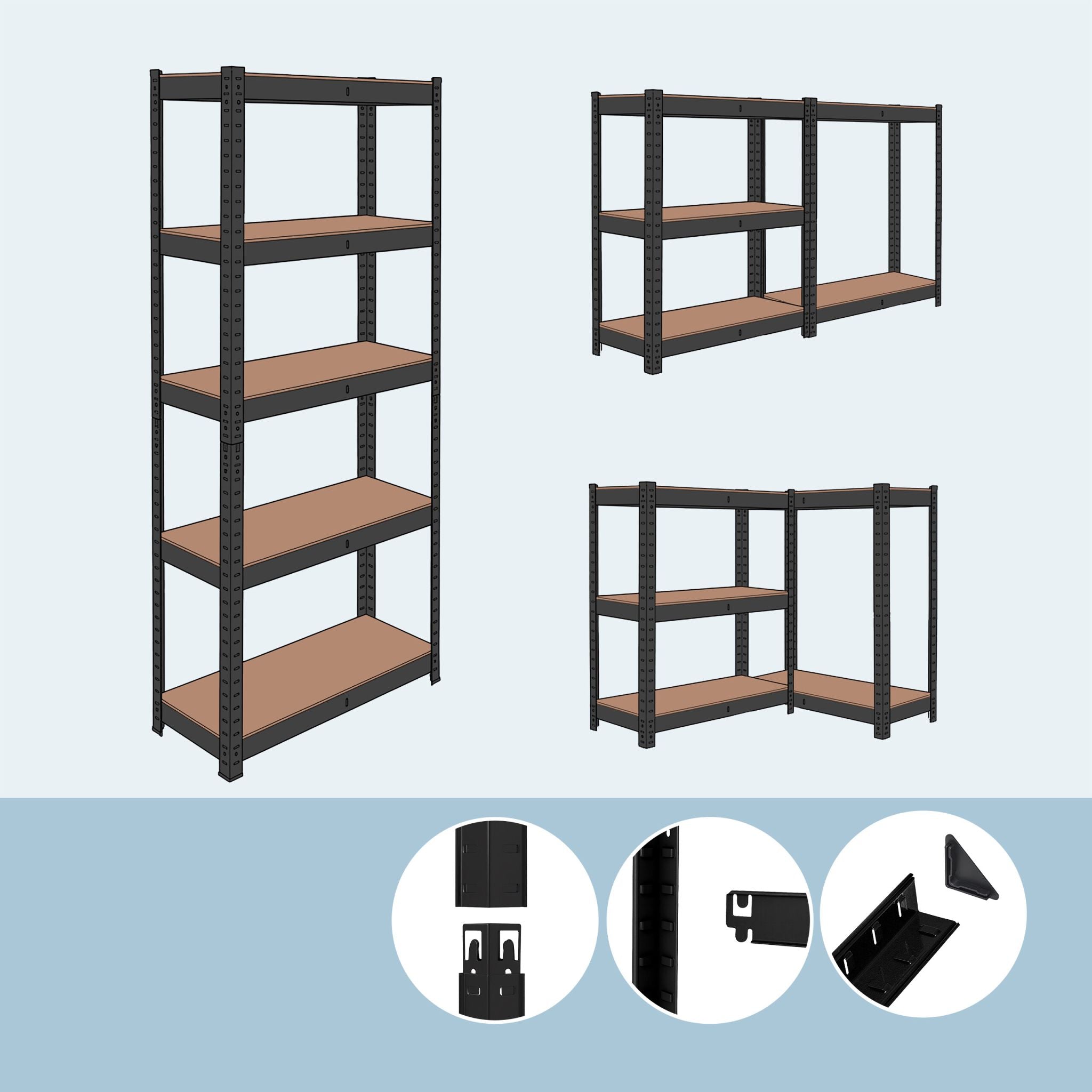 Schwerlastregal Industrial 500 kg Braun-Schwarz von Relaxdays