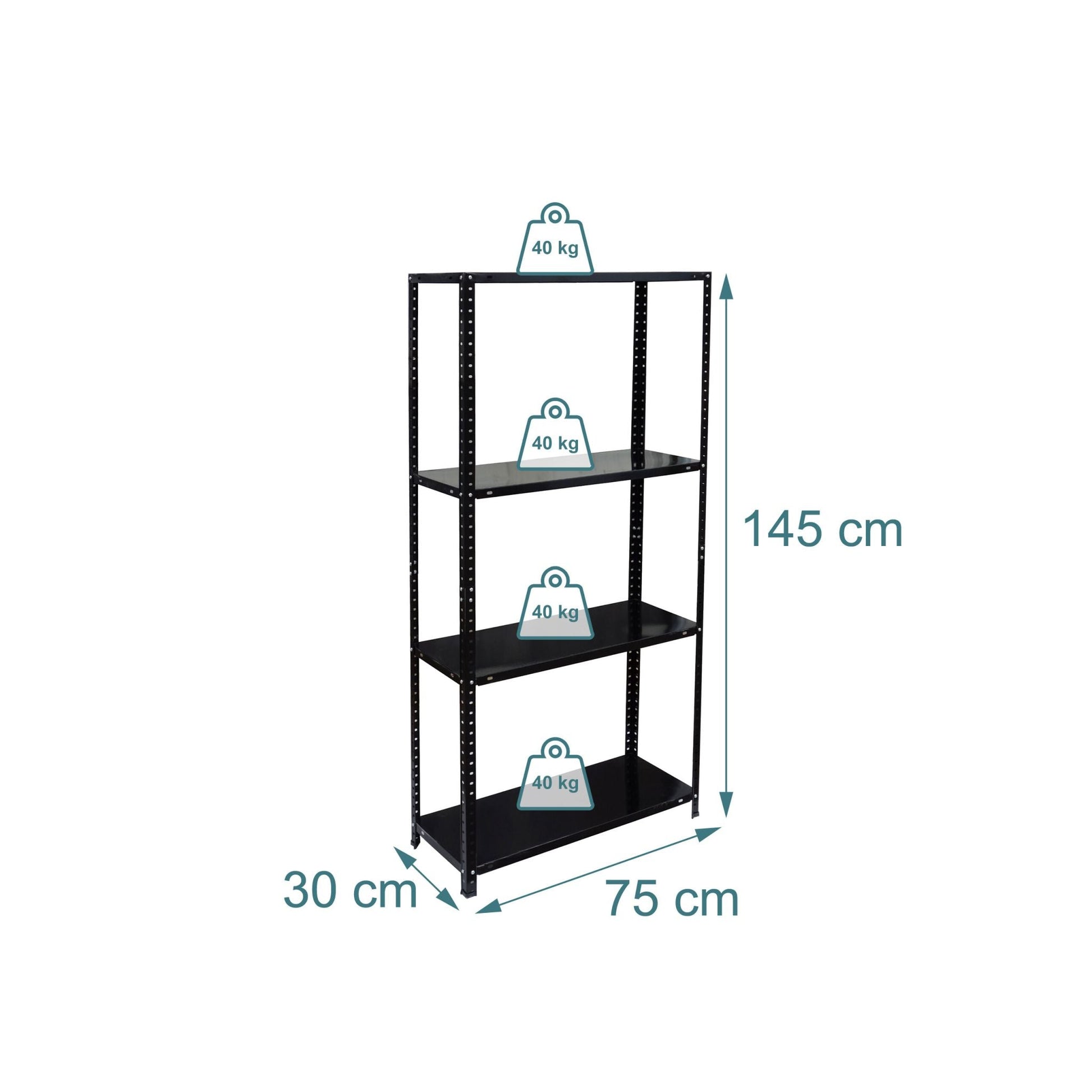 Lagerregal Stahl 160 kg Schwarz von Relaxdays