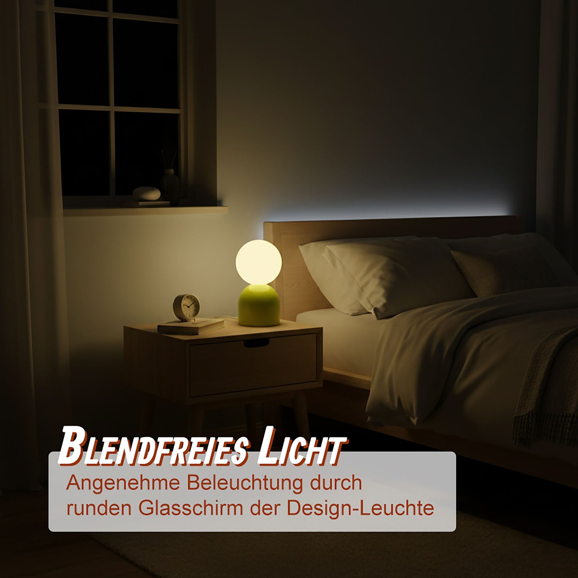 Tischlampe Glasschirm & Keramikfuss Weiss-Grün von Relaxdays