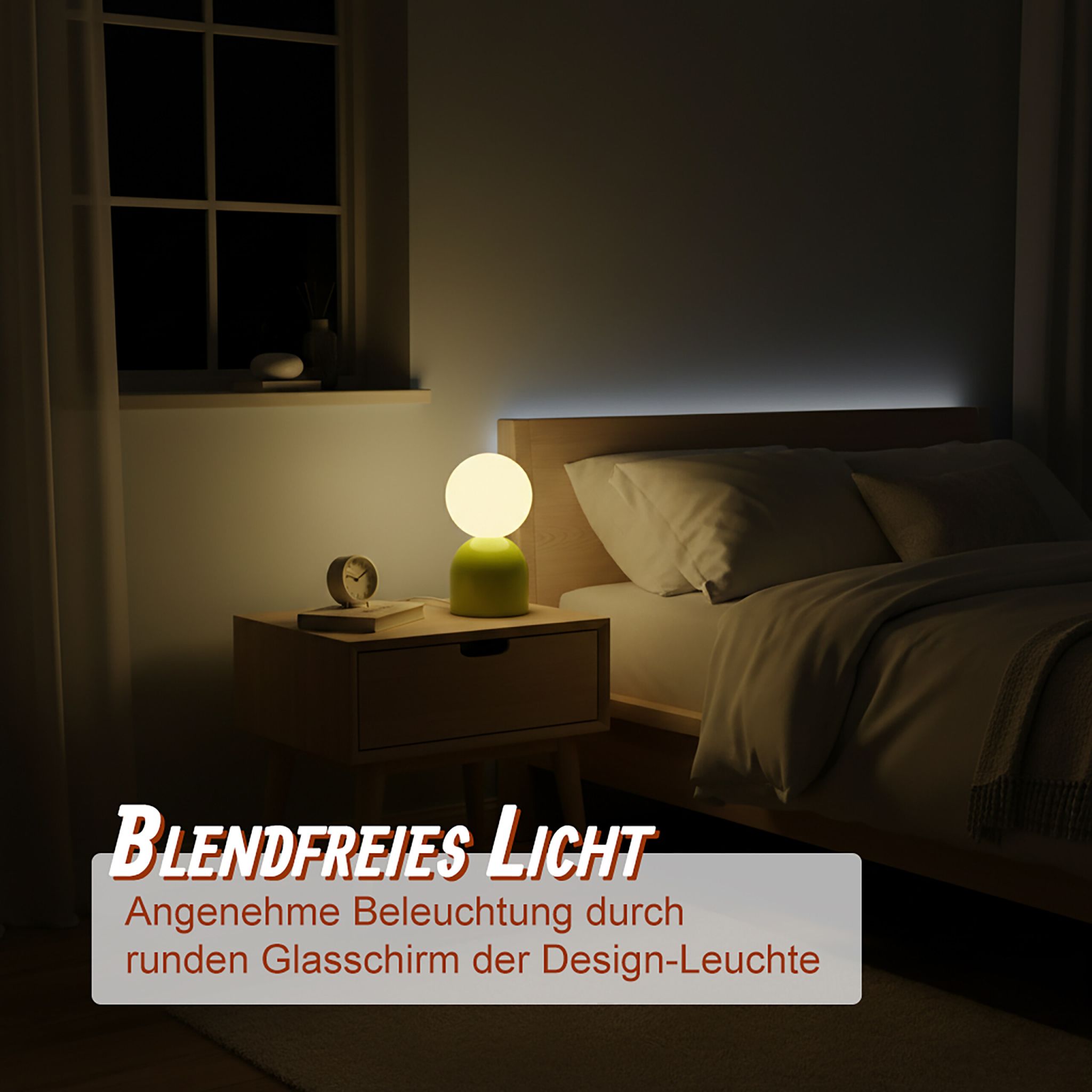 Tischlampe Glasschirm & Keramikfuss Weiss-Grün von Relaxdays