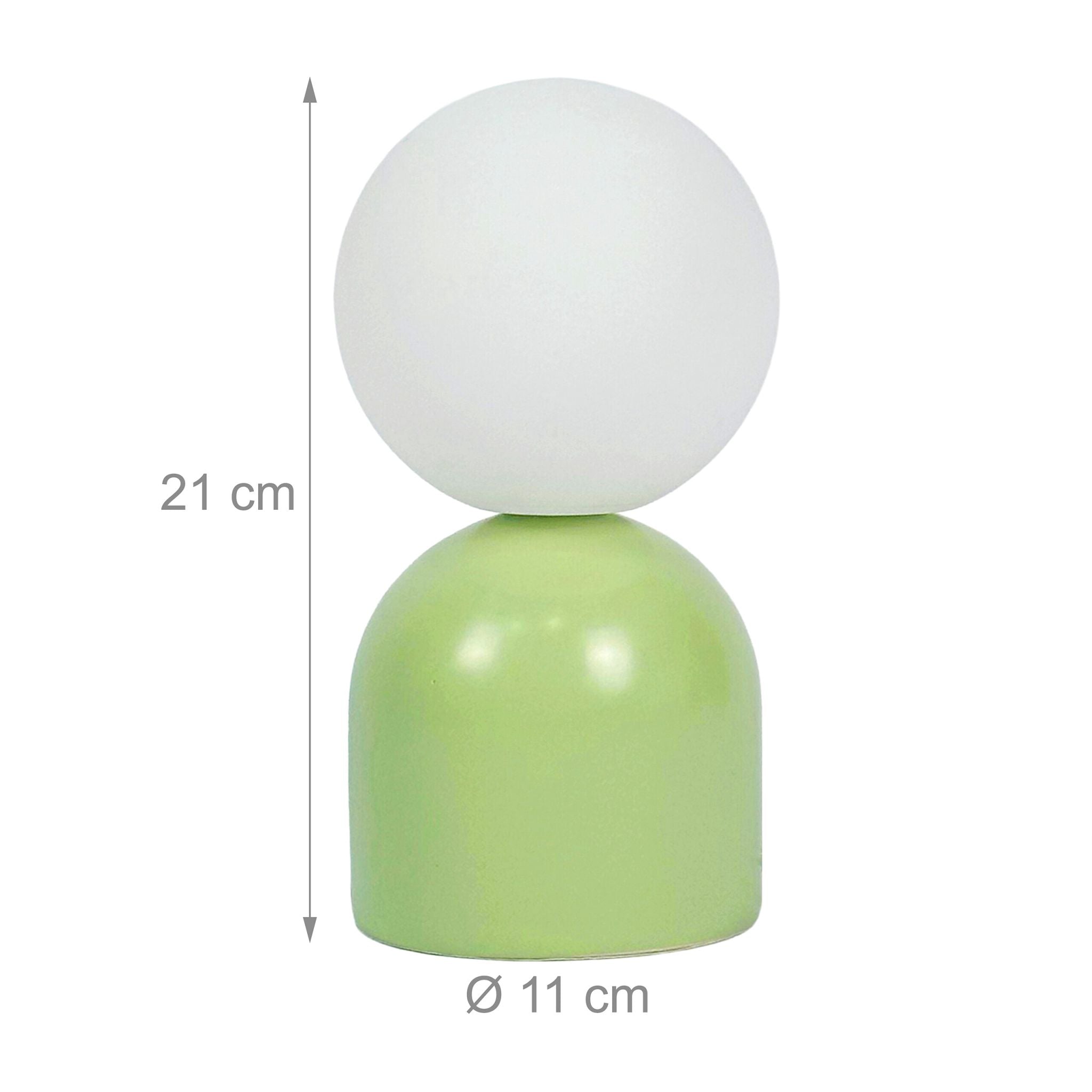 Tischlampe Glasschirm & Keramikfuss Weiss-Grün von Relaxdays
