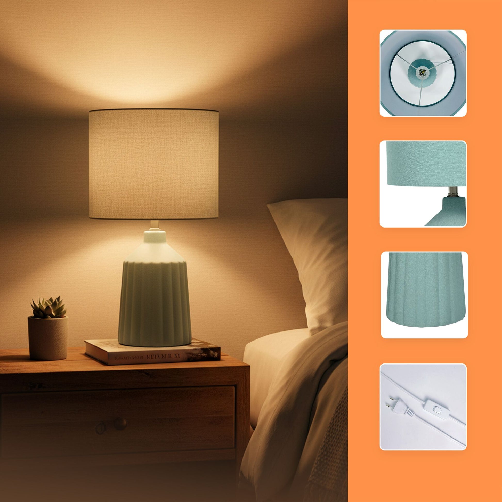 Tischlampe mit Keramiksockel Grün von Relaxdays
