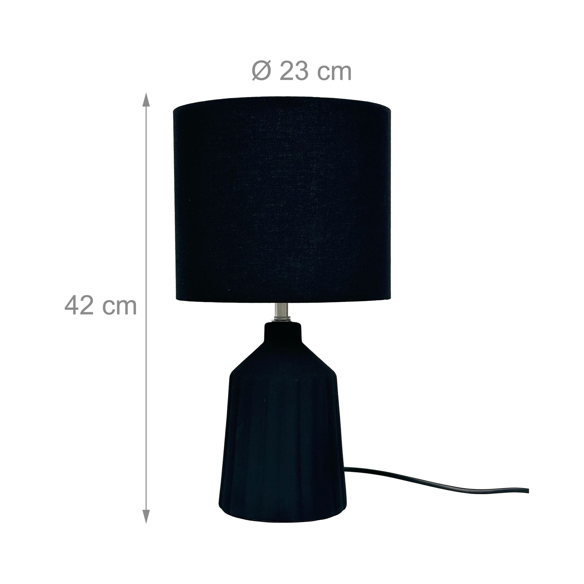 Tischlampe mit Keramiksockel Schwarz von Relaxdays