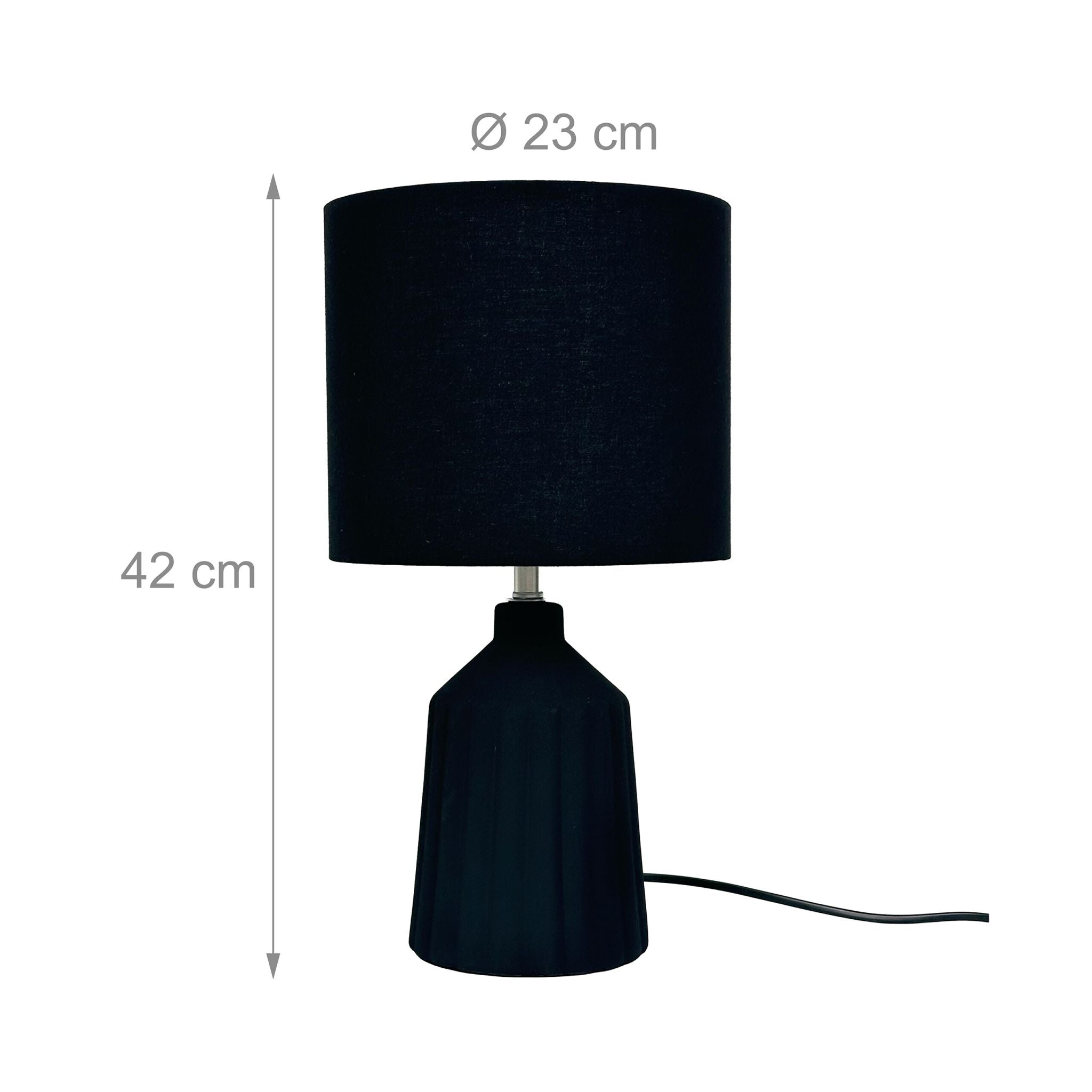 Tischlampe mit Keramiksockel Schwarz von Relaxdays
