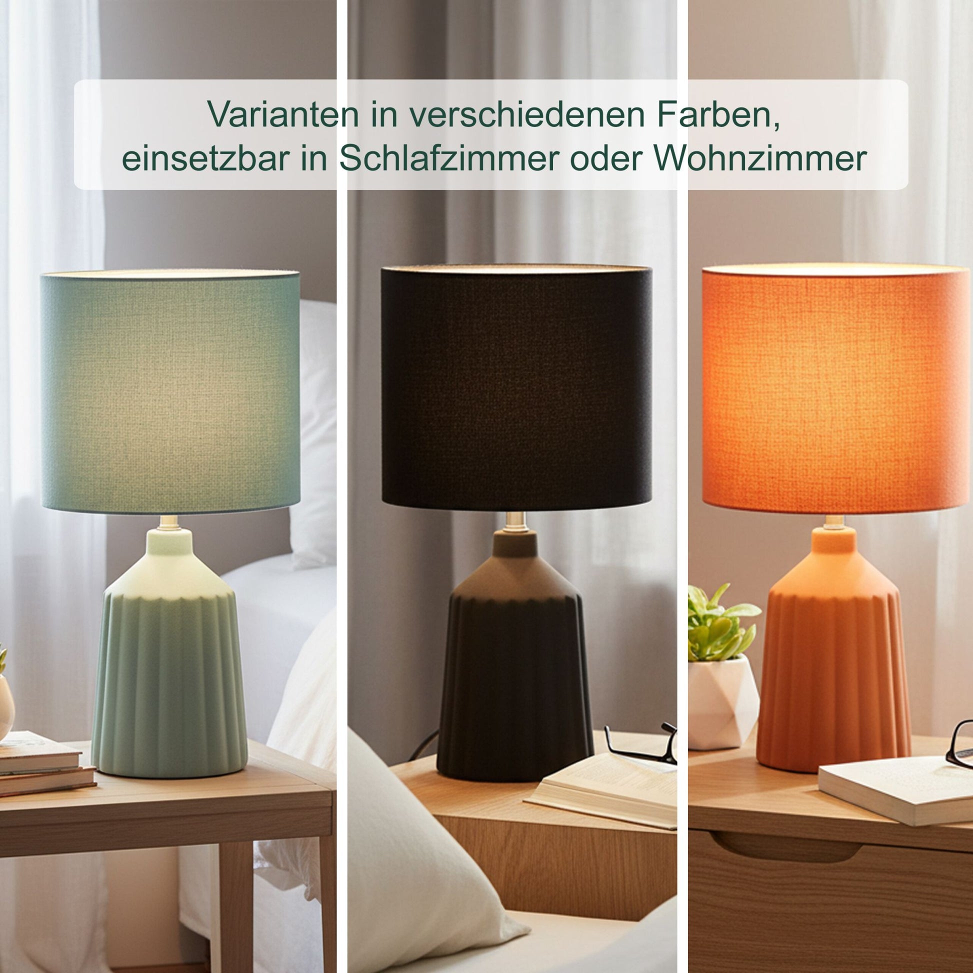 Tischlampe mit Keramiksockel Schwarz von Relaxdays