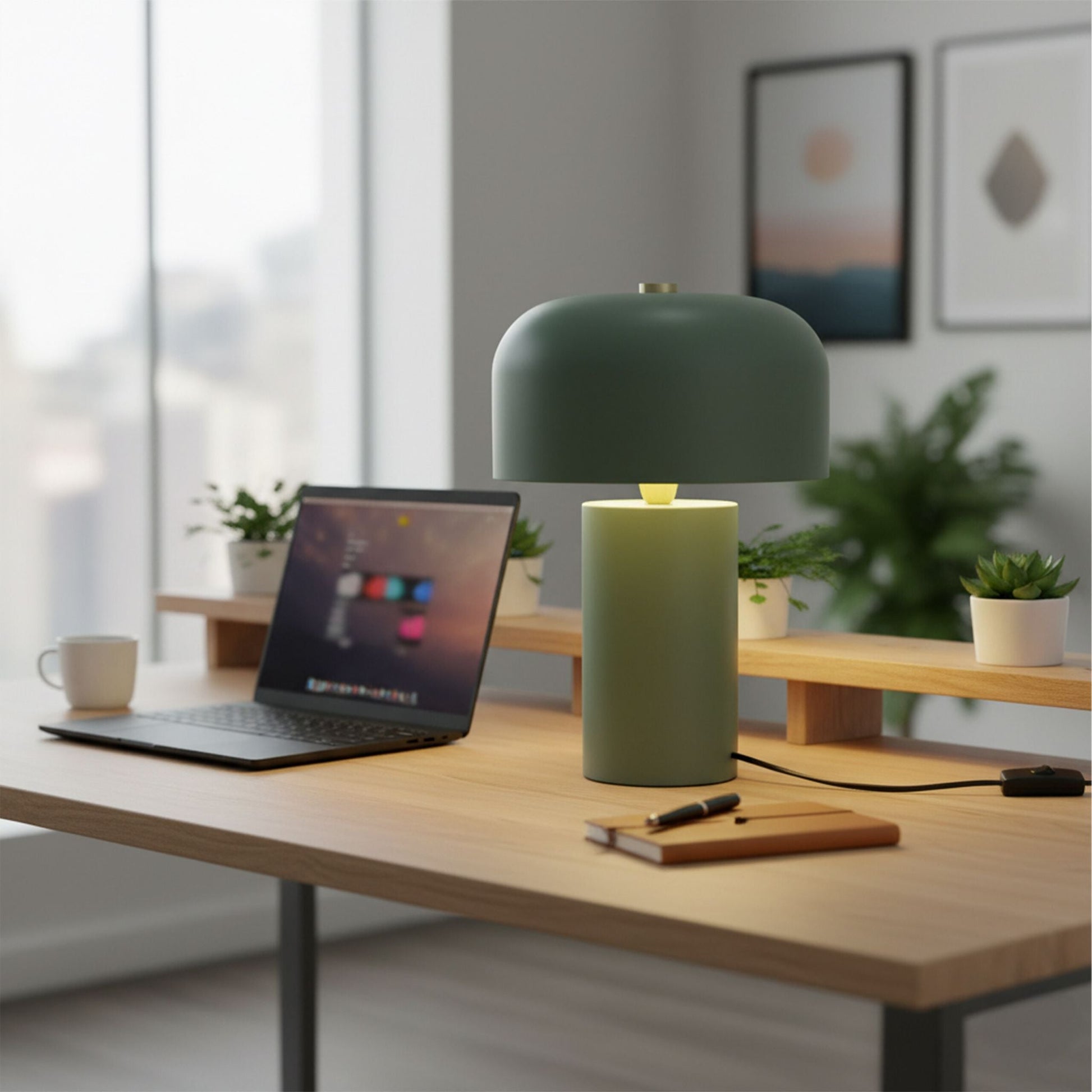 Tischlampe Pilz Grün von Relaxdays