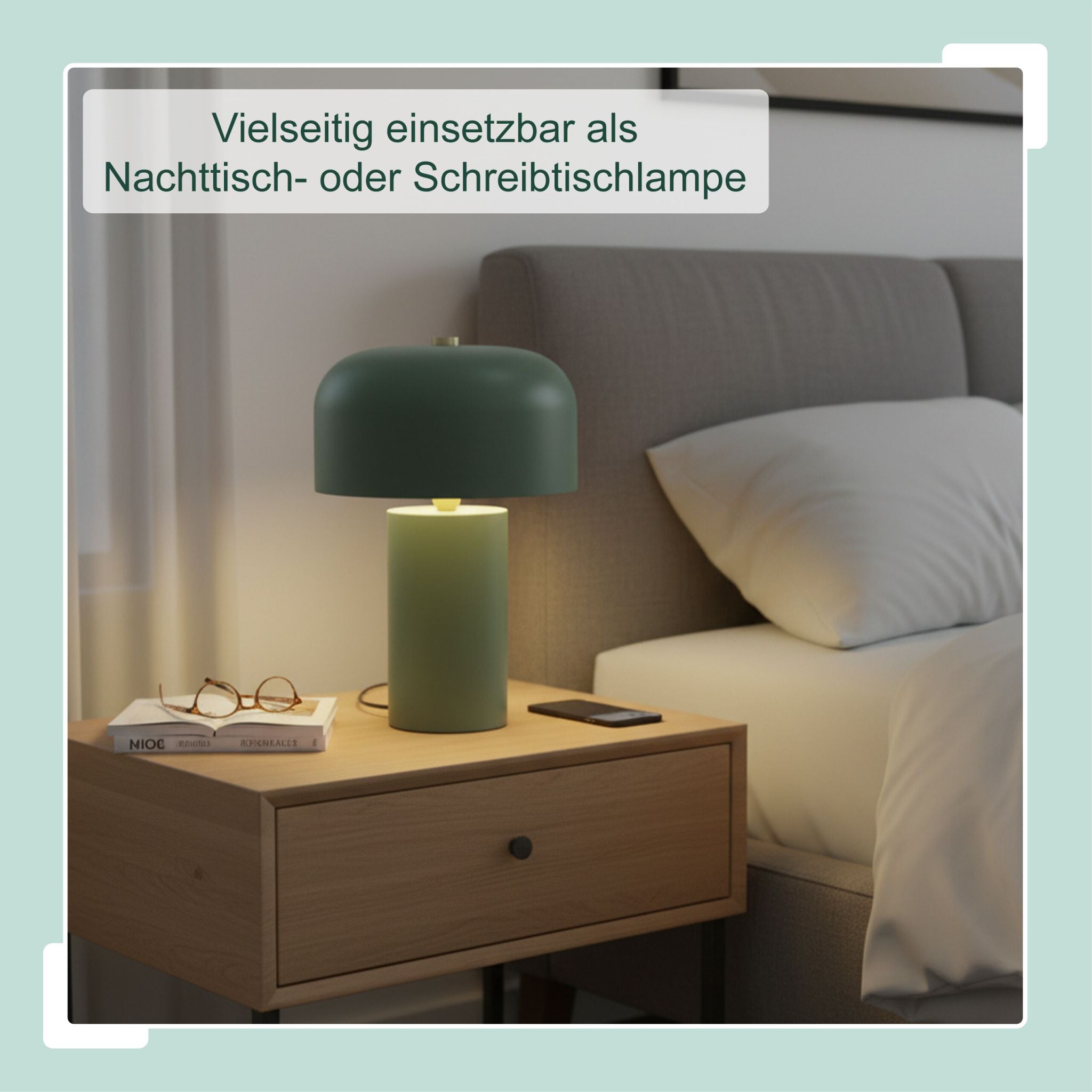Tischlampe Pilz Grün von Relaxdays