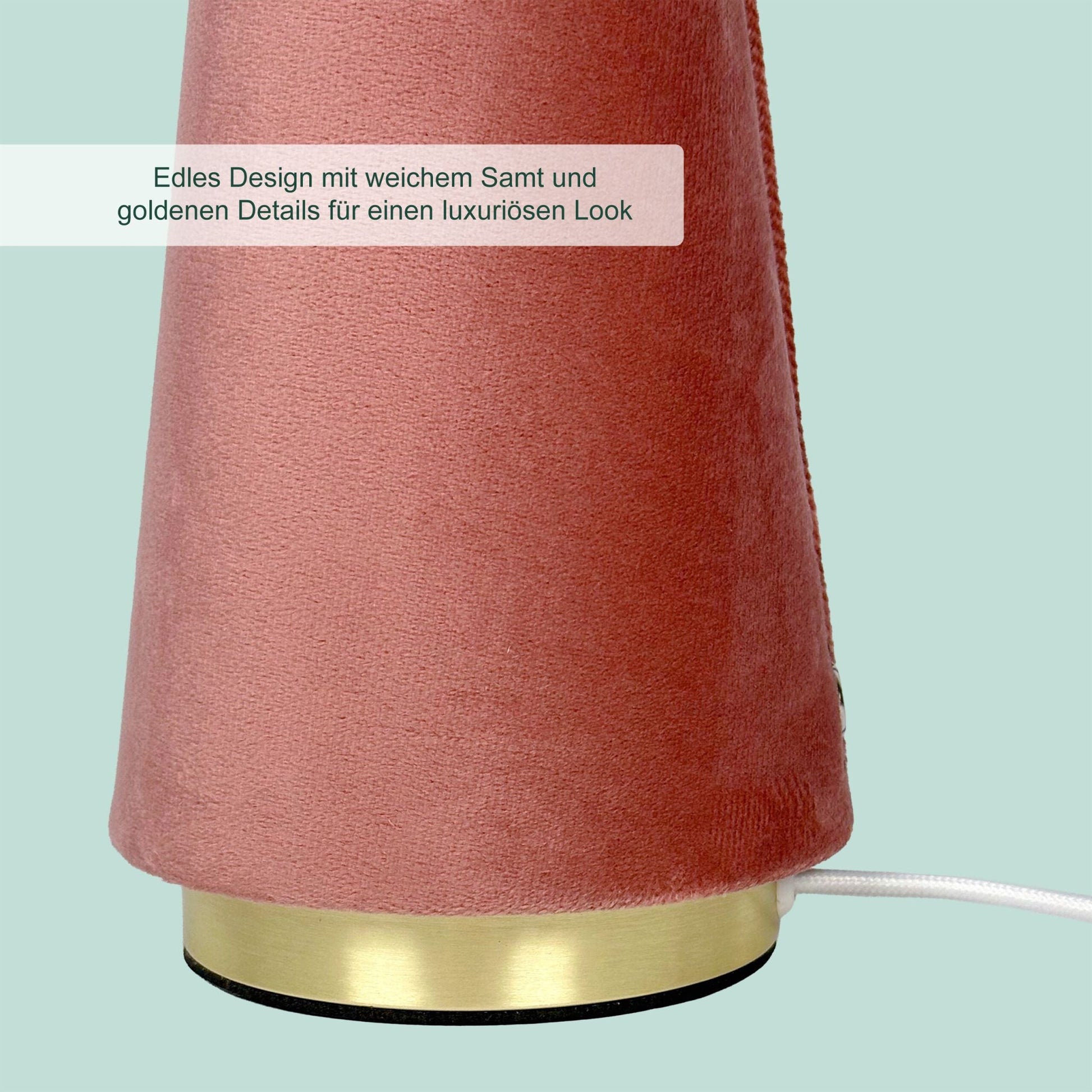 Tischlampe mit Samtschirm Gold-Rosa von Relaxdays
