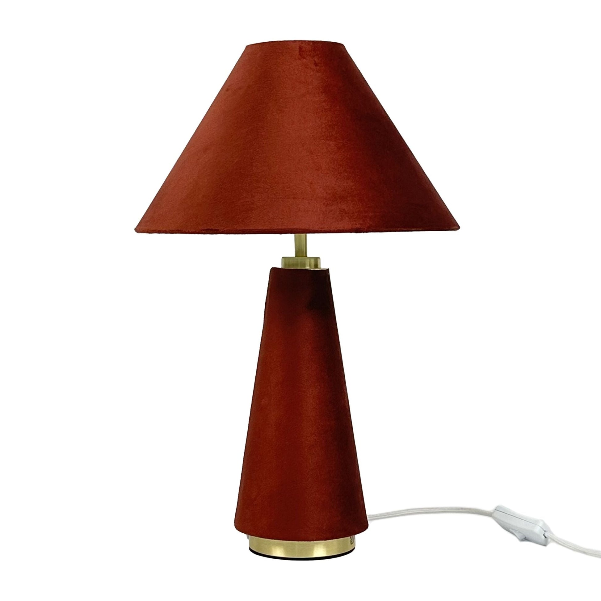 Tischlampe mit Samtschirm Dunkelrot-Gold von Relaxdays
