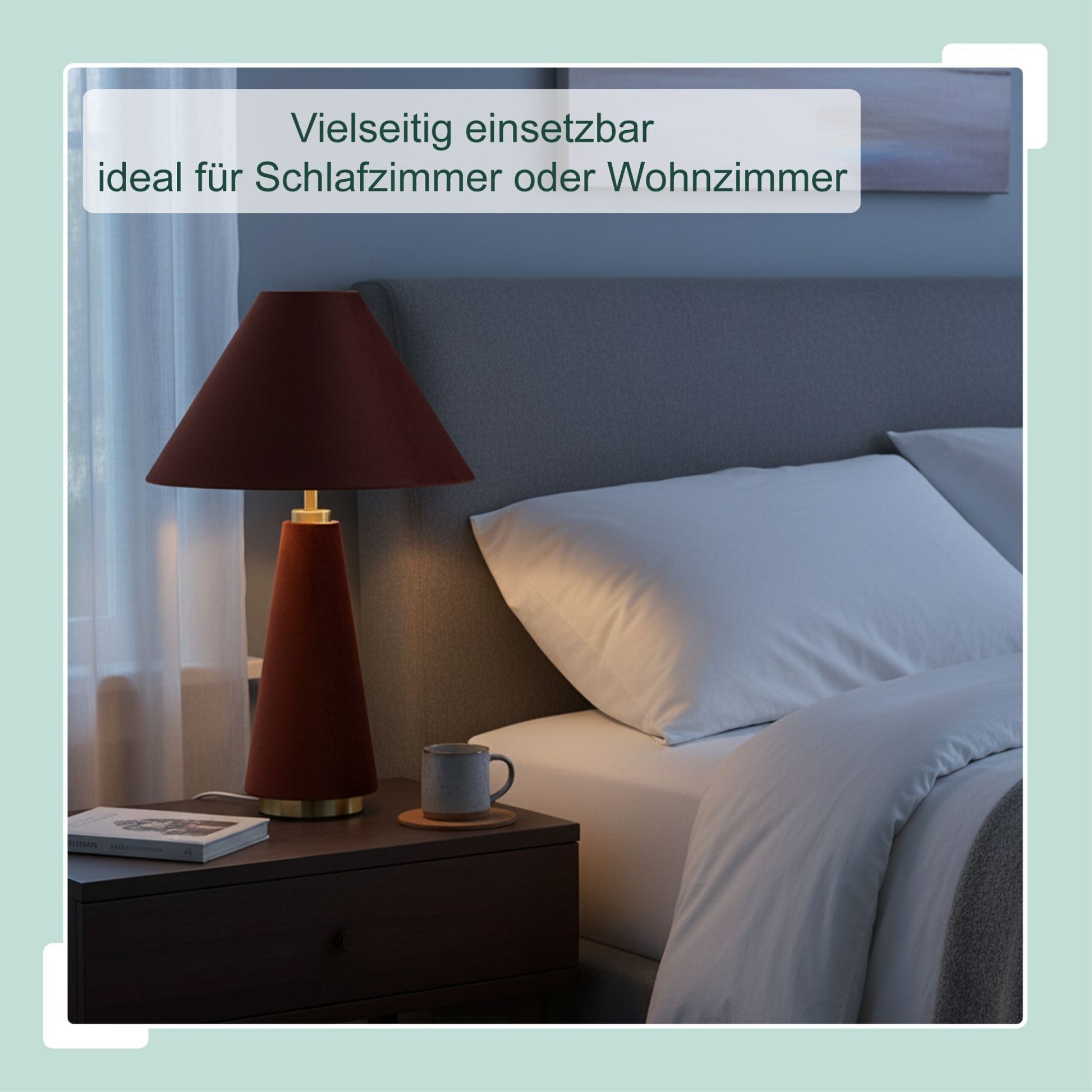 Tischlampe mit Samtschirm Dunkelrot-Gold von Relaxdays