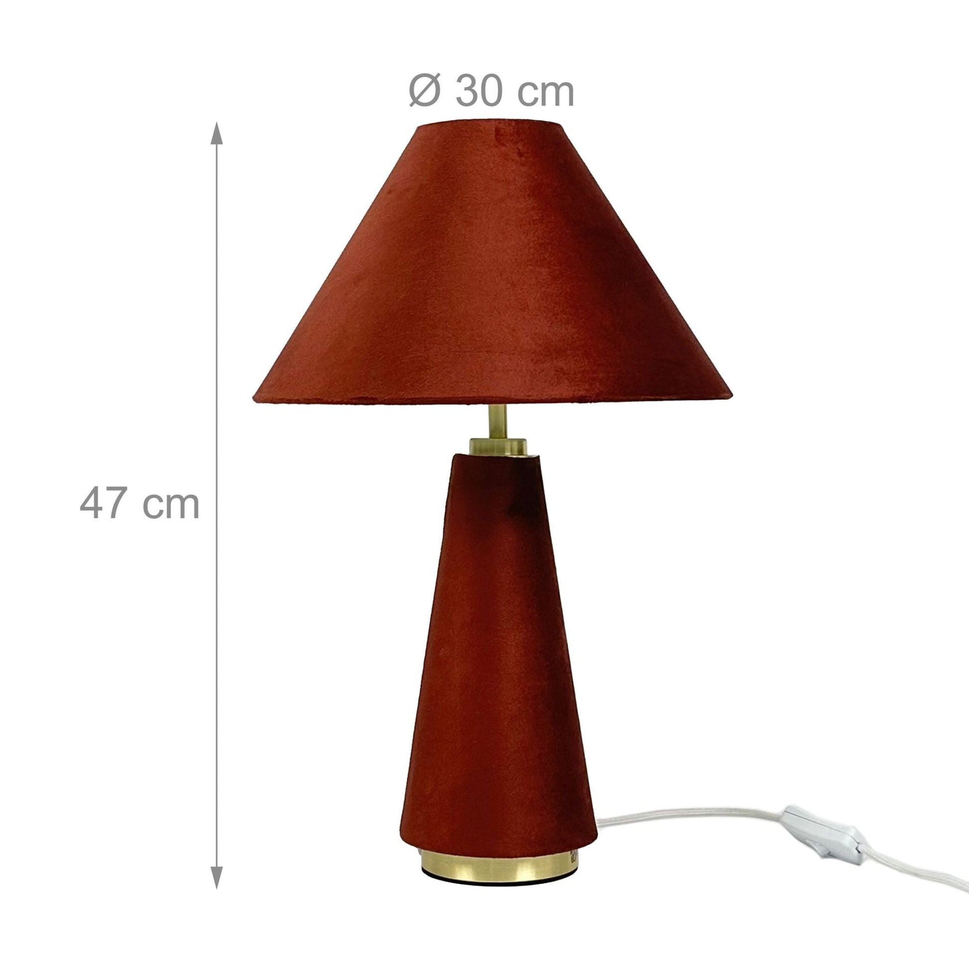 Tischlampe mit Samtschirm Dunkelrot-Gold von Relaxdays