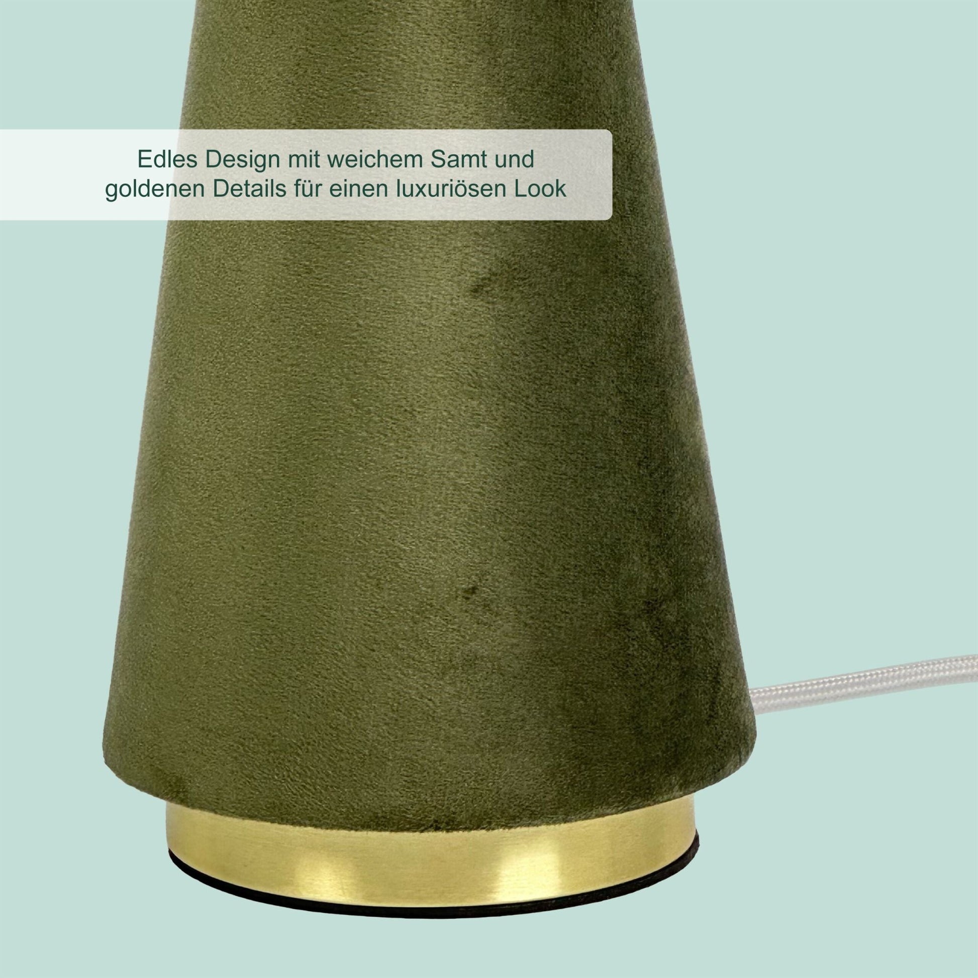 Tischlampe mit Samtschirm Gold-Grün von Relaxdays