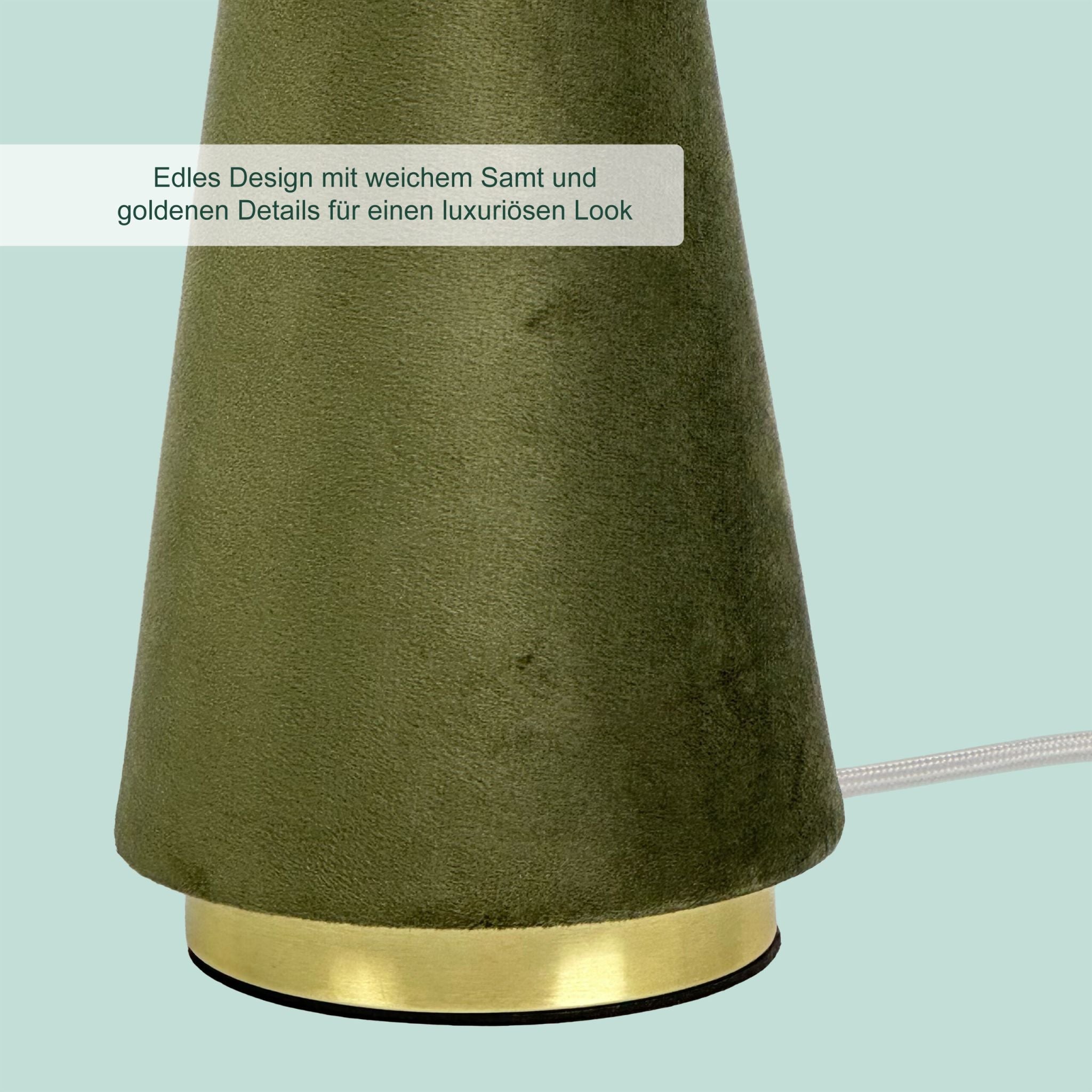 Tischlampe mit Samtschirm Gold-Grün von Relaxdays