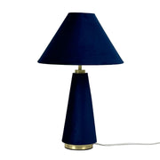 Tischlampe mit Samtschirm Dunkelblau-Gold von Relaxdays