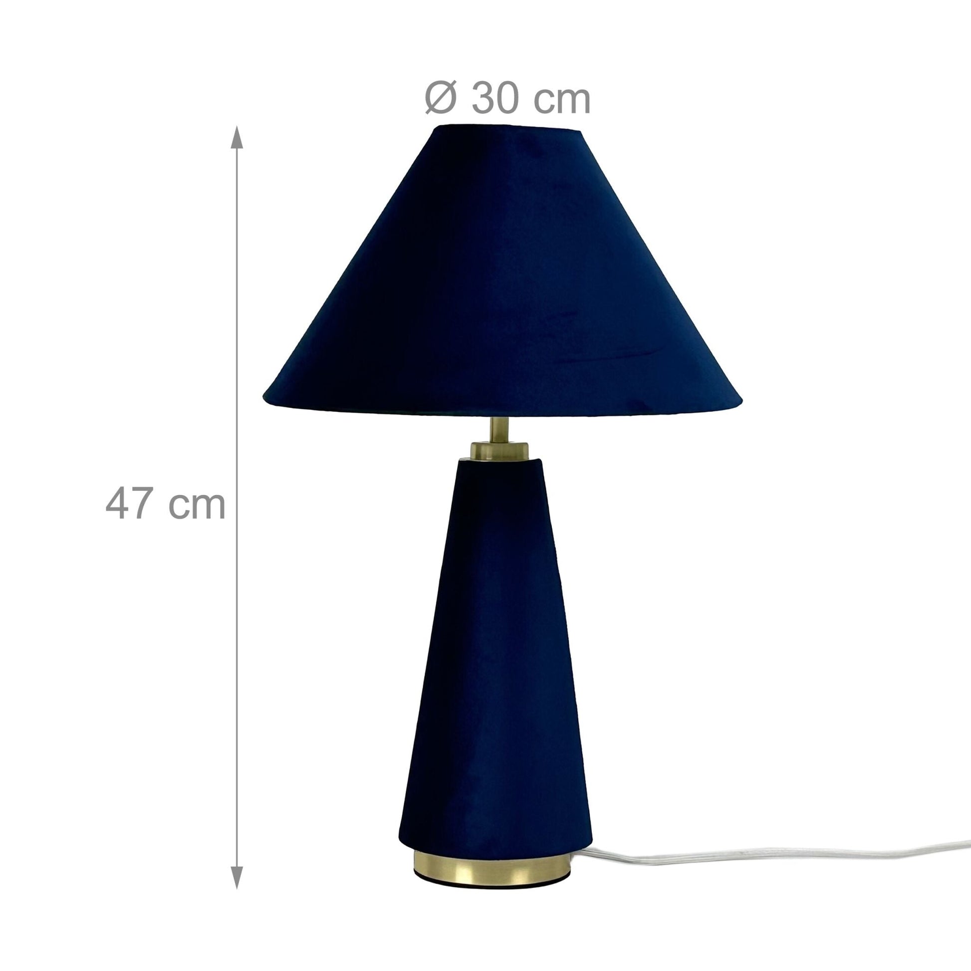 Tischlampe mit Samtschirm Dunkelblau-Gold von Relaxdays