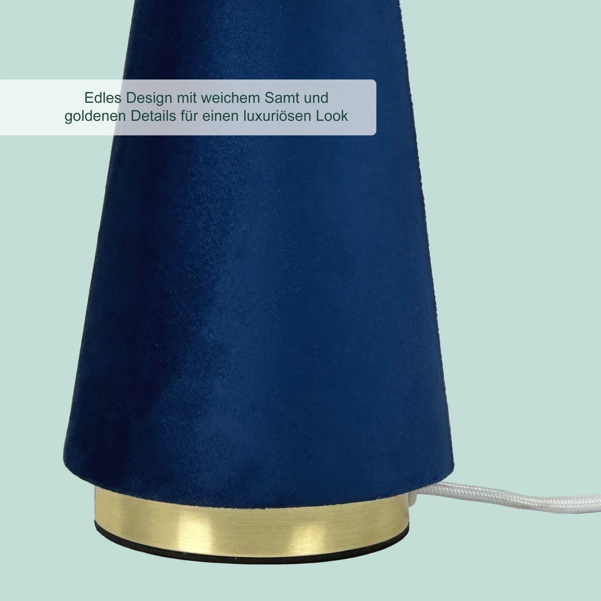 Tischlampe mit Samtschirm Dunkelblau-Gold von Relaxdays
