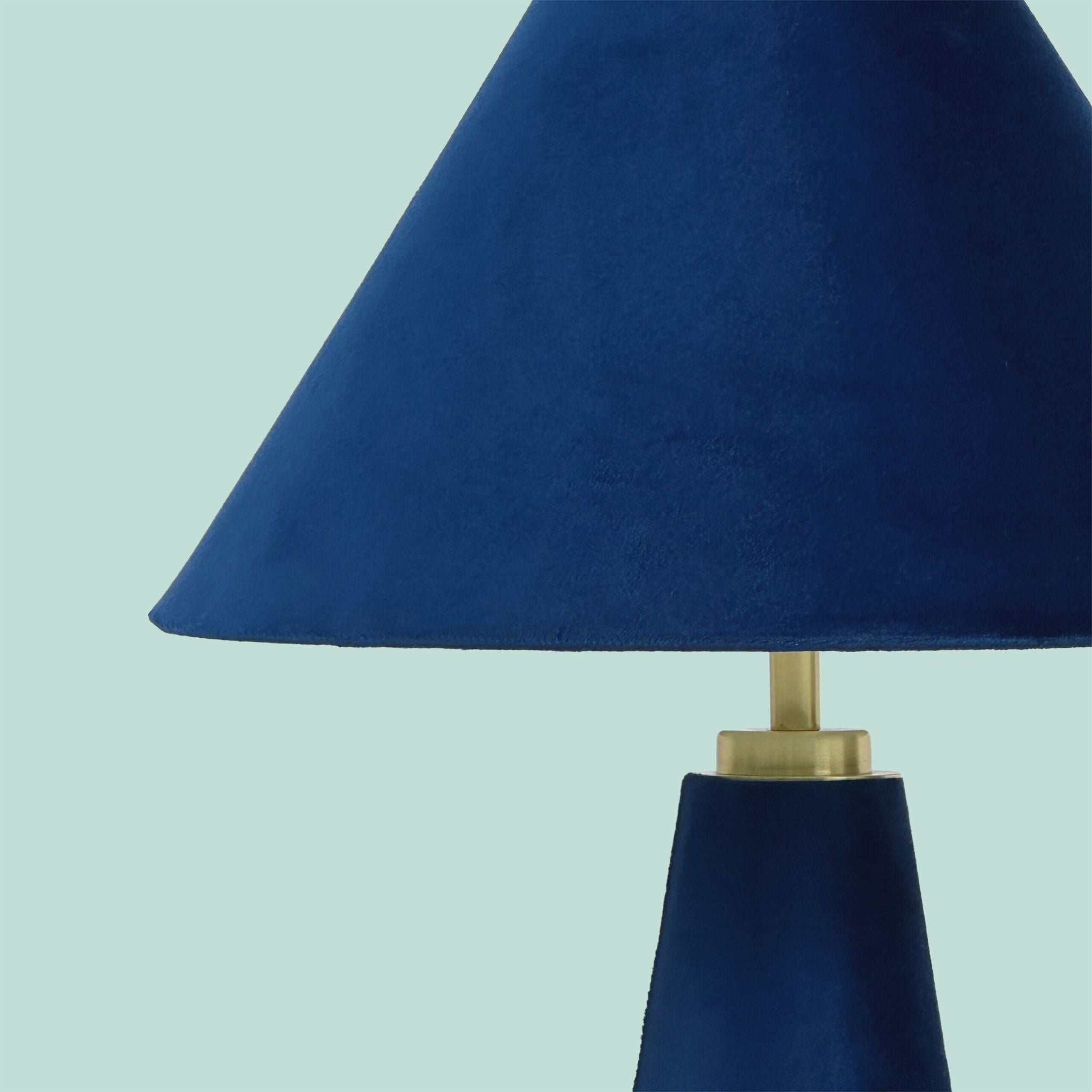 Tischlampe mit Samtschirm Dunkelblau-Gold von Relaxdays