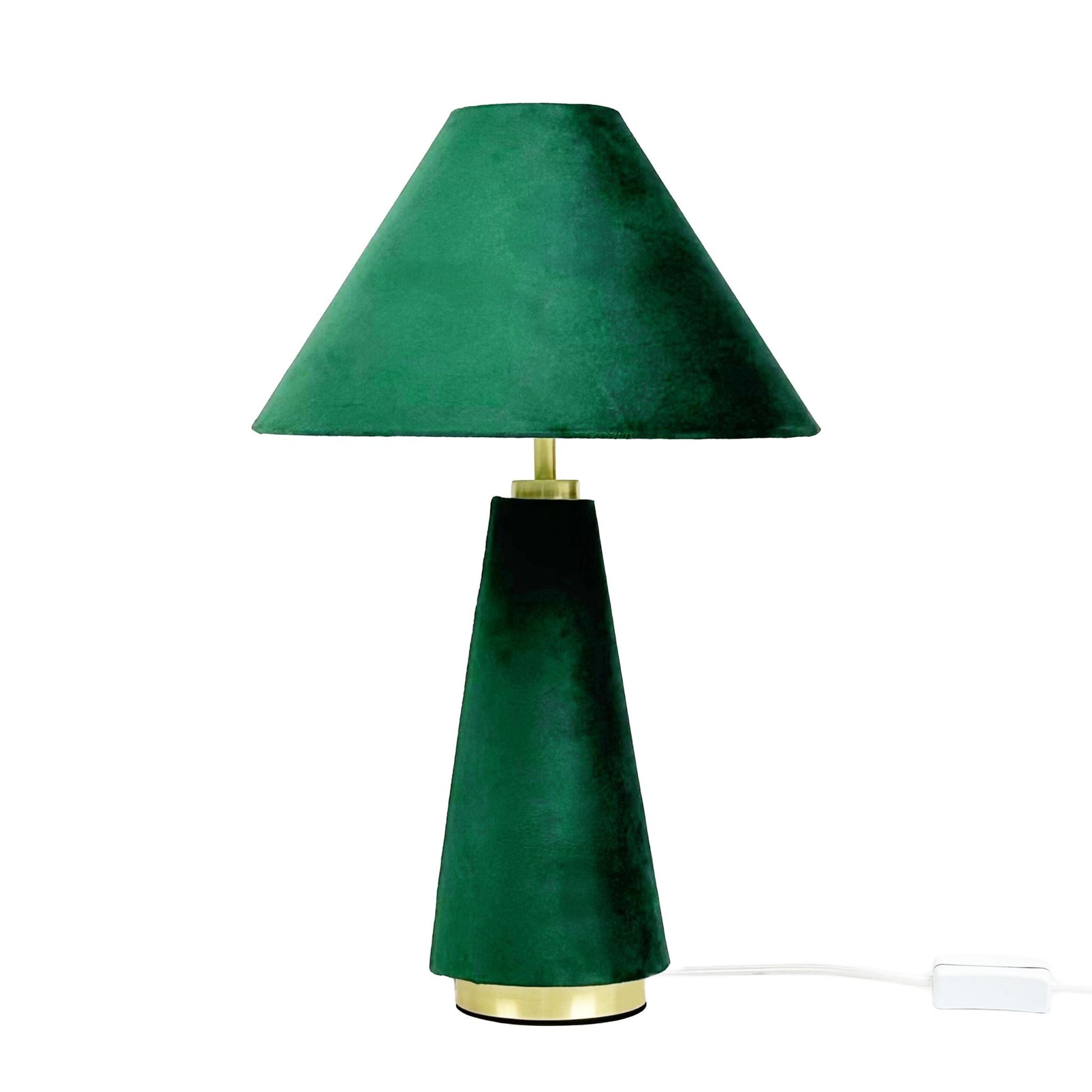 Tischlampe mit Samtschirm Dunkelgrün-Gold von Relaxdays