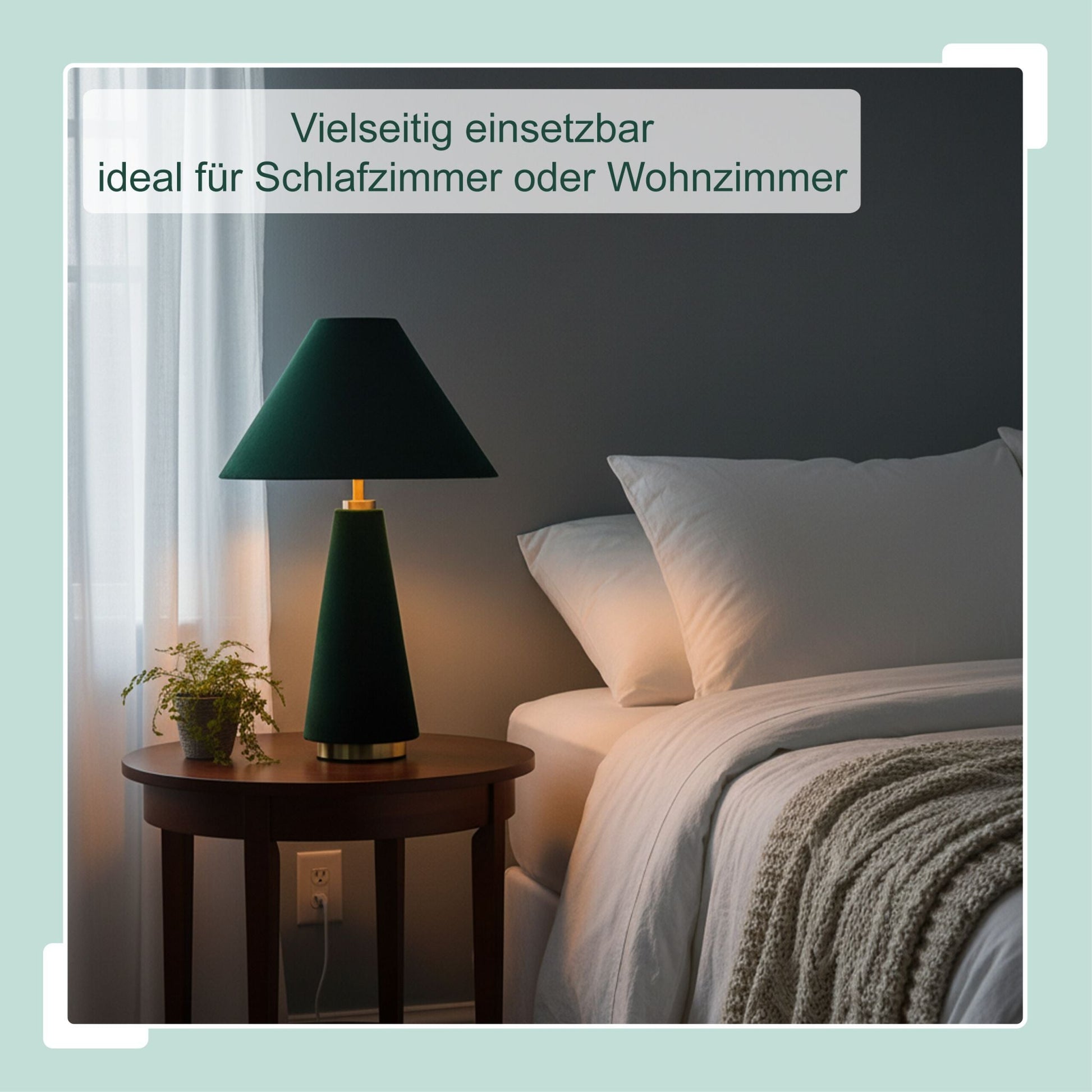 Tischlampe mit Samtschirm Dunkelgrün-Gold von Relaxdays