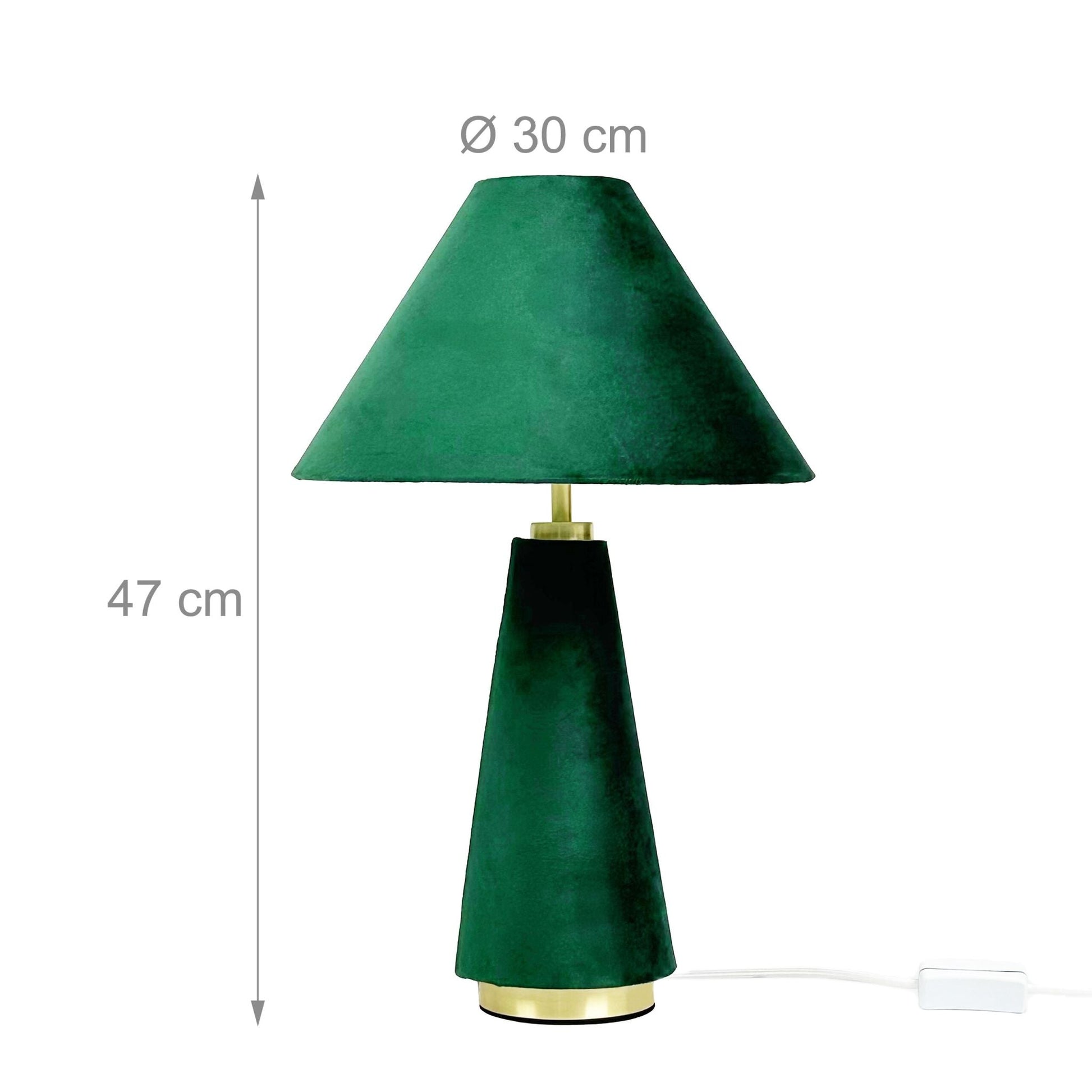 Tischlampe mit Samtschirm Dunkelgrün-Gold von Relaxdays