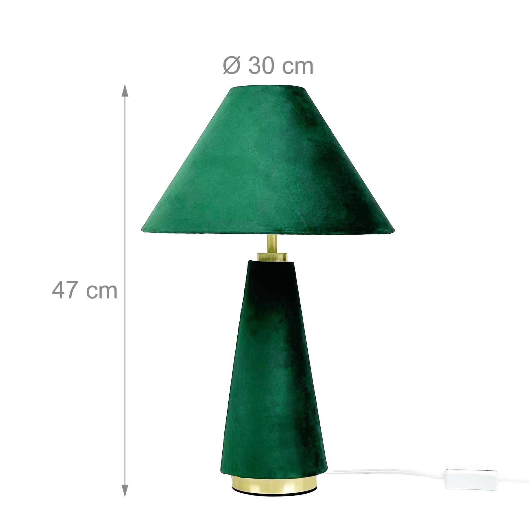 Tischlampe mit Samtschirm Dunkelgrün-Gold von Relaxdays