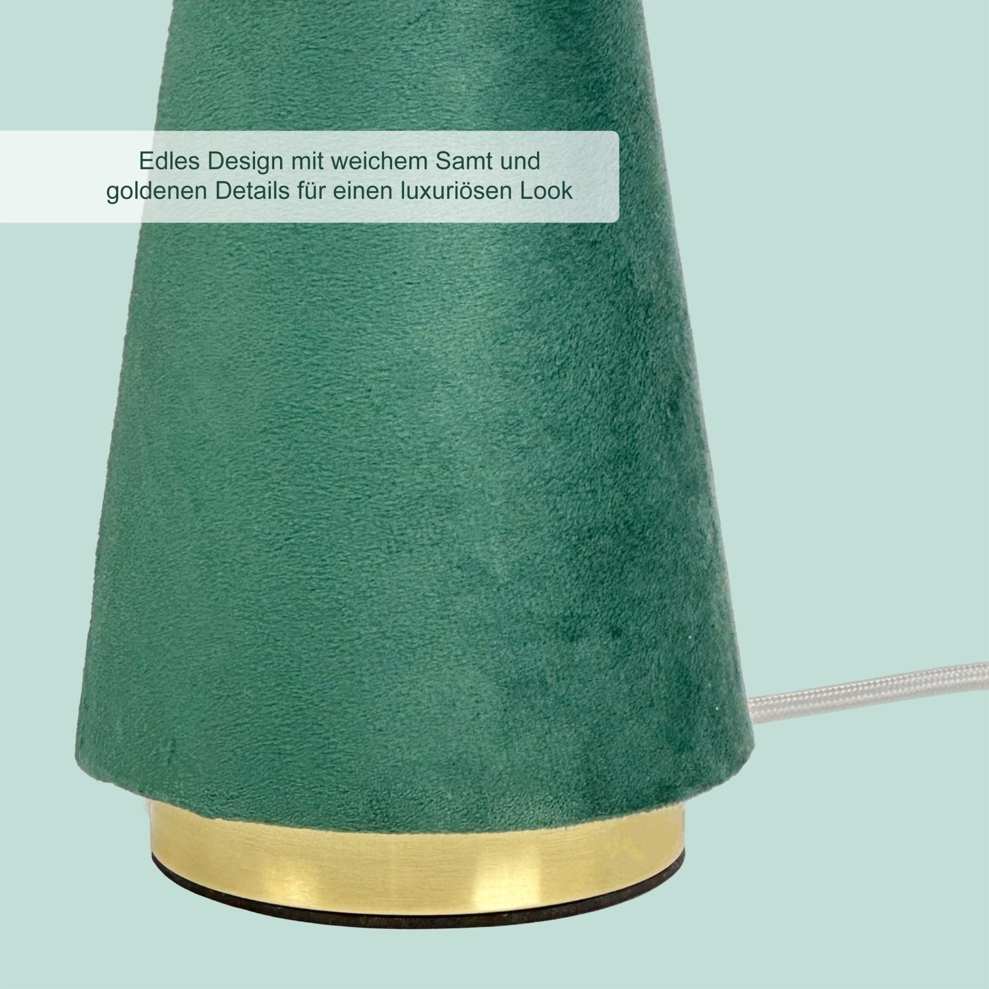 Tischlampe mit Samtschirm Dunkelgrün-Gold von Relaxdays
