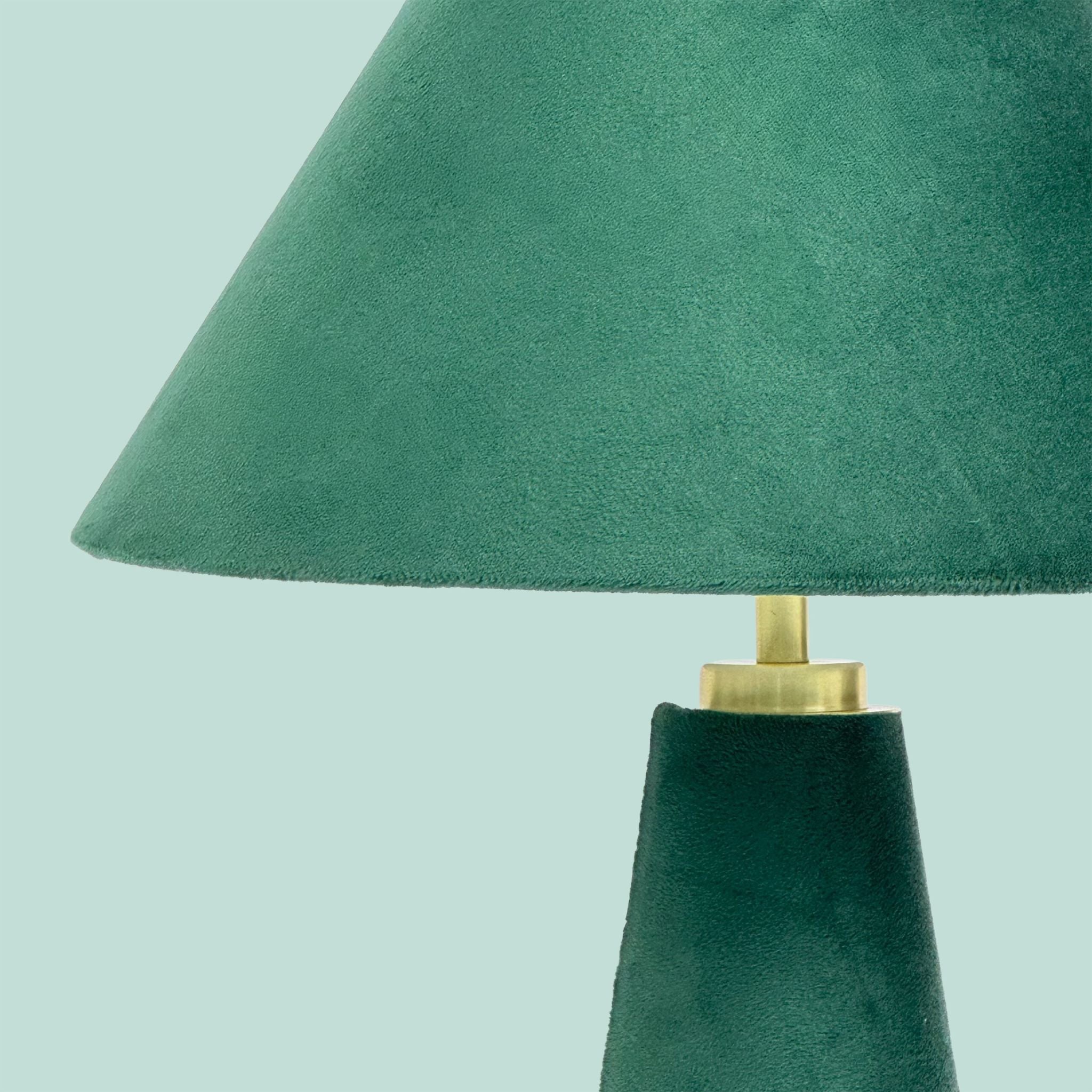 Tischlampe mit Samtschirm Dunkelgrün-Gold von Relaxdays