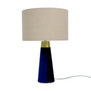Tischlampe Samt & Leinen Beige-Blau-Gold von Relaxdays