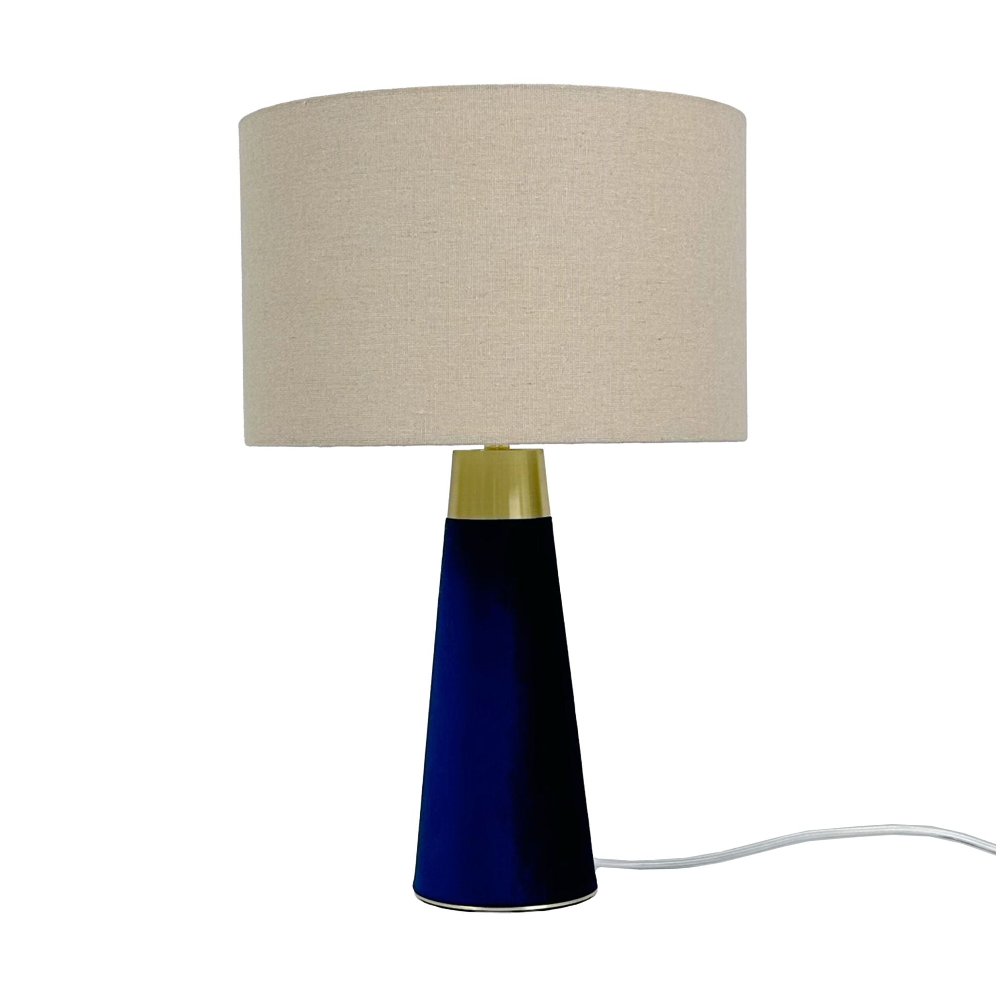 Tischlampe Samt & Leinen Beige-Blau-Gold von Relaxdays