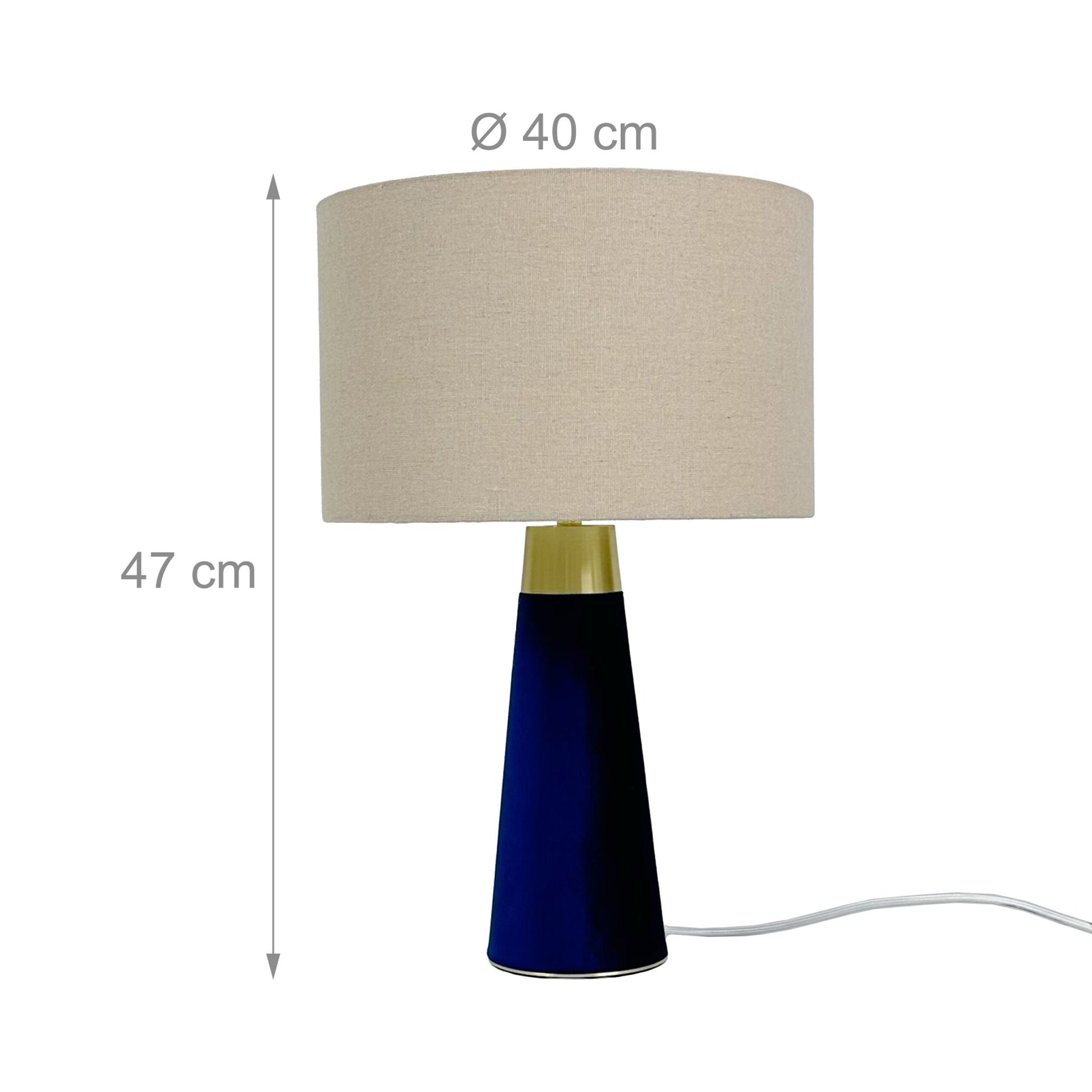 Tischlampe Samt & Leinen Beige-Blau-Gold von Relaxdays