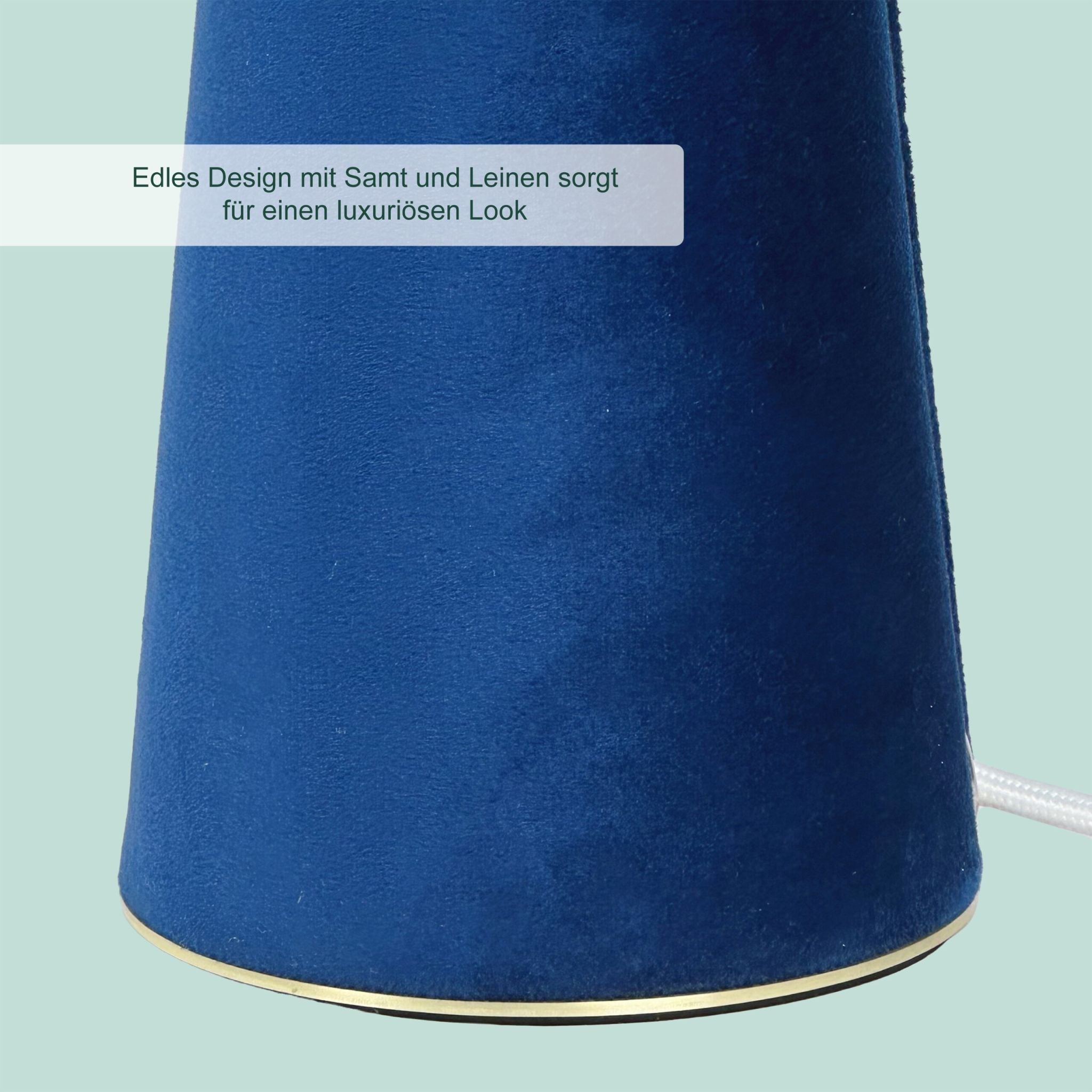 Tischlampe Samt & Leinen Beige-Blau-Gold von Relaxdays