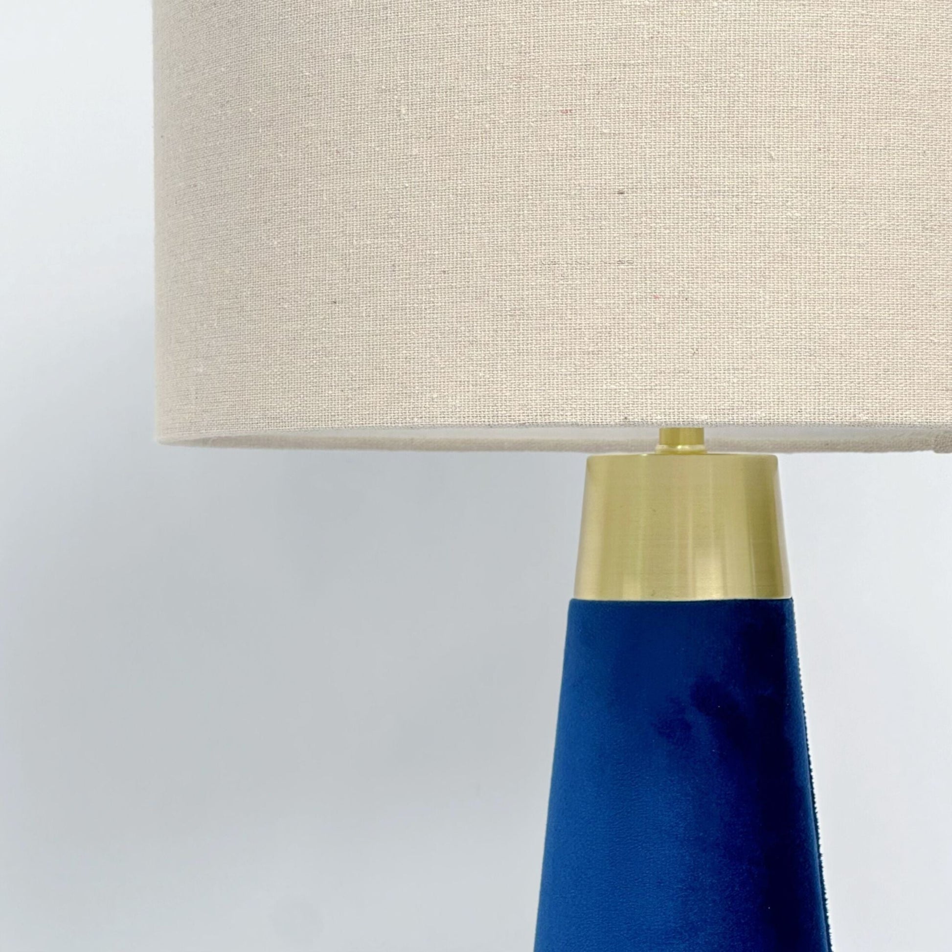 Tischlampe Samt & Leinen Beige-Blau-Gold von Relaxdays