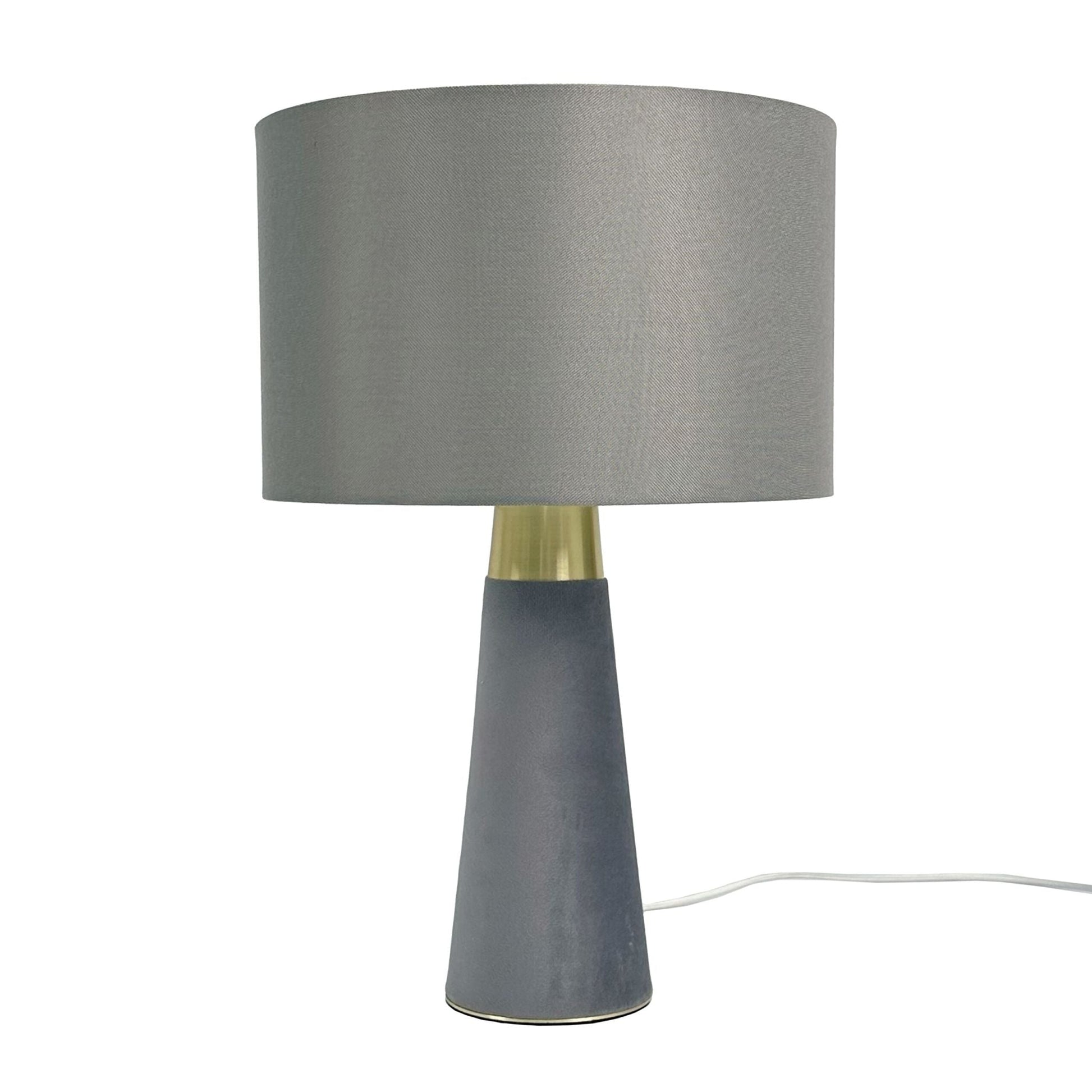 Tischlampe Samt & Leinen Gold-Grau von Relaxdays