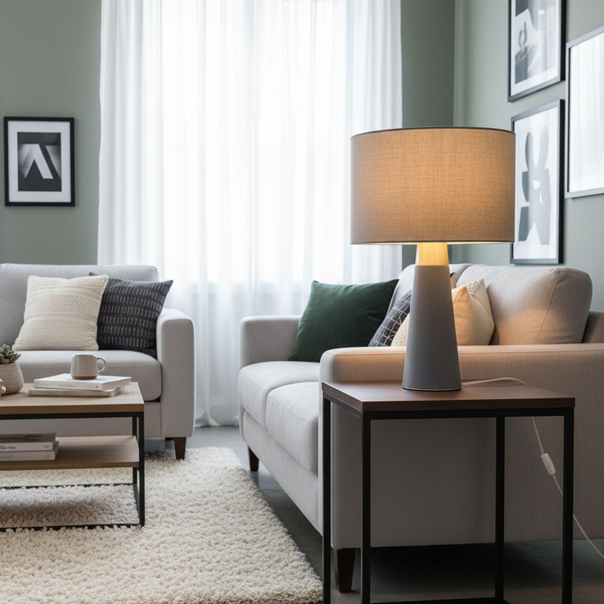 Tischlampe Samt & Leinen Gold-Grau von Relaxdays