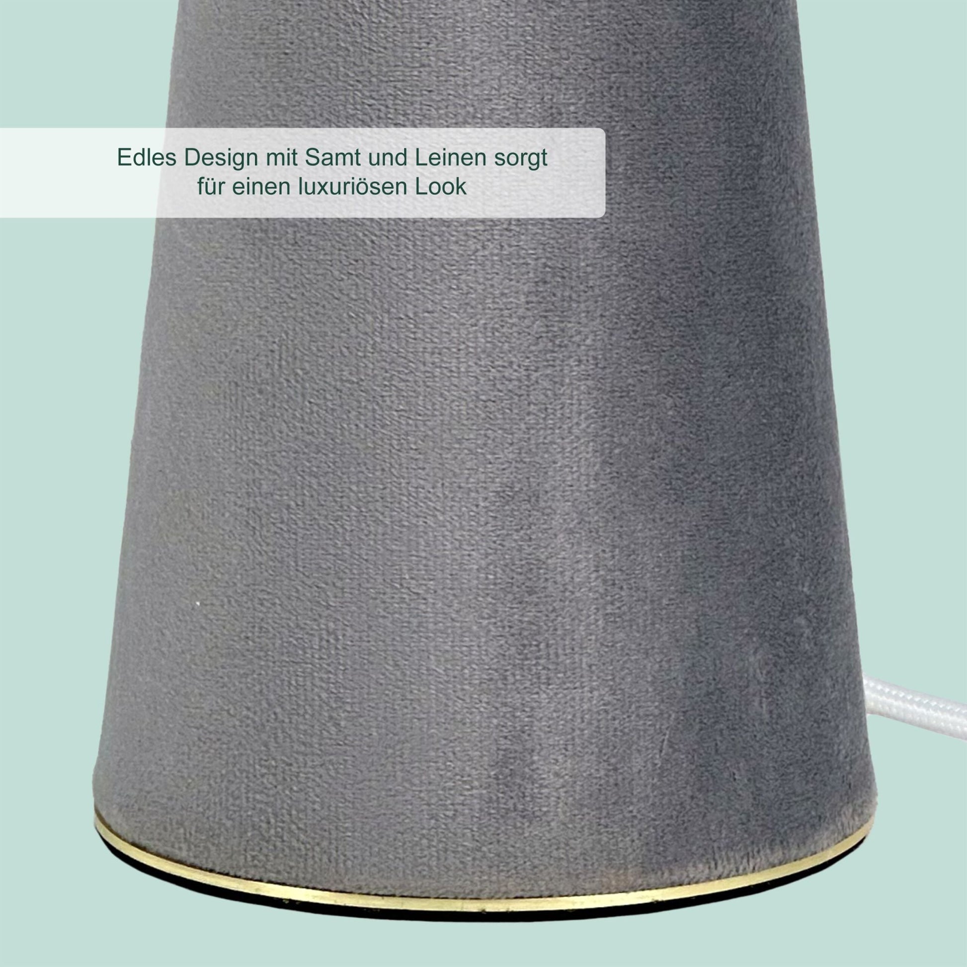 Tischlampe Samt & Leinen Gold-Grau von Relaxdays