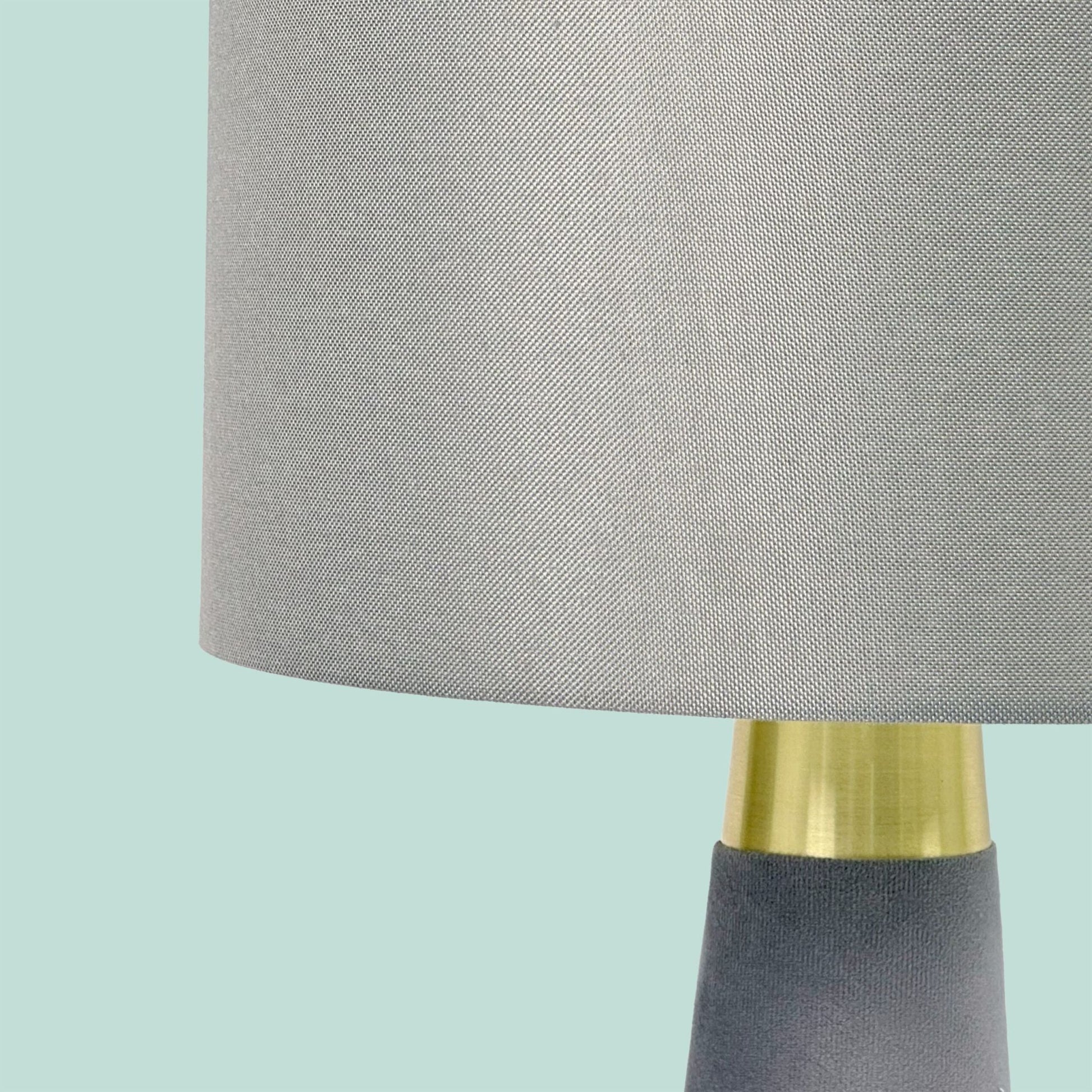 Tischlampe Samt & Leinen Gold-Grau von Relaxdays